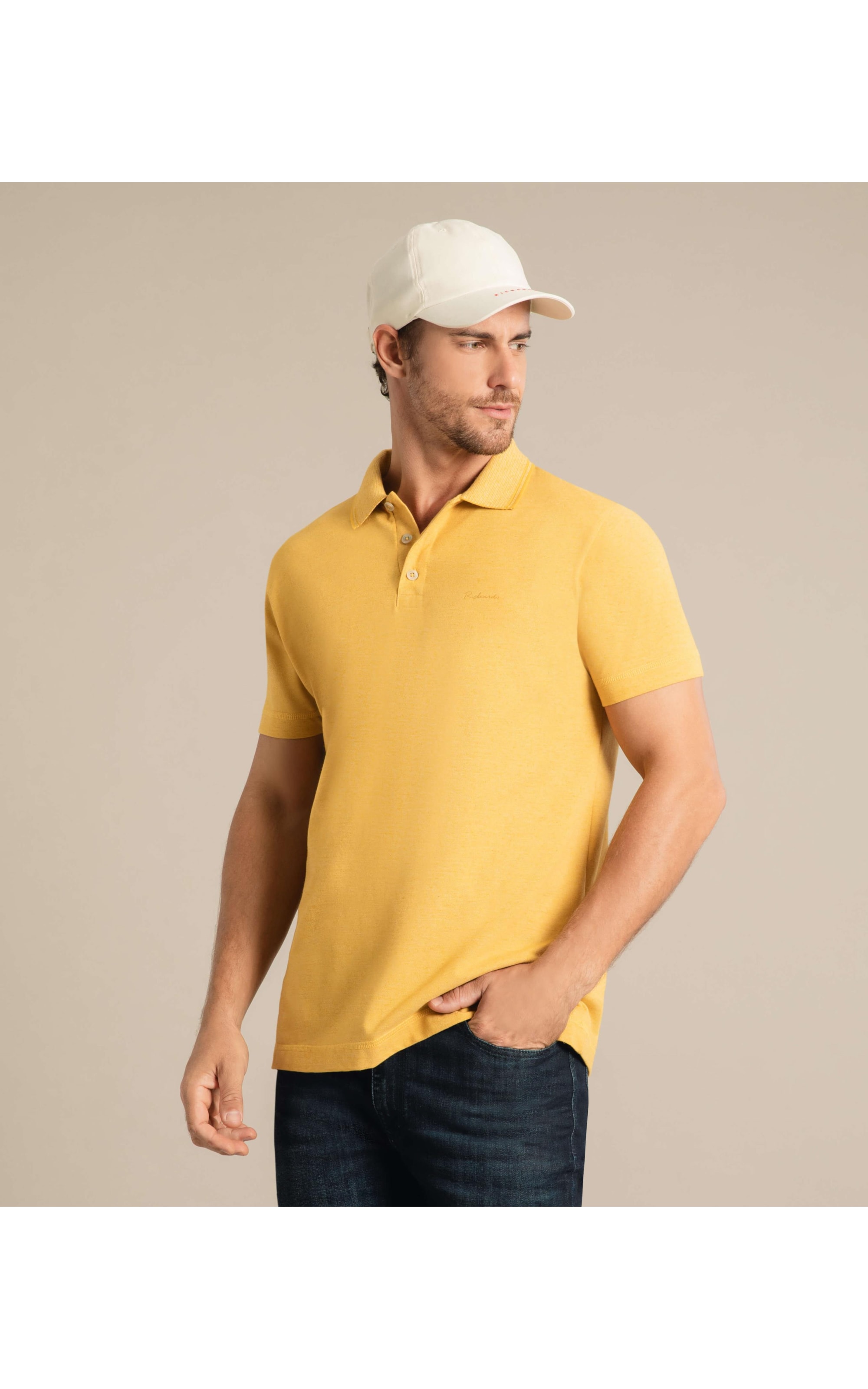 Polo Linho Piquet Amarelo