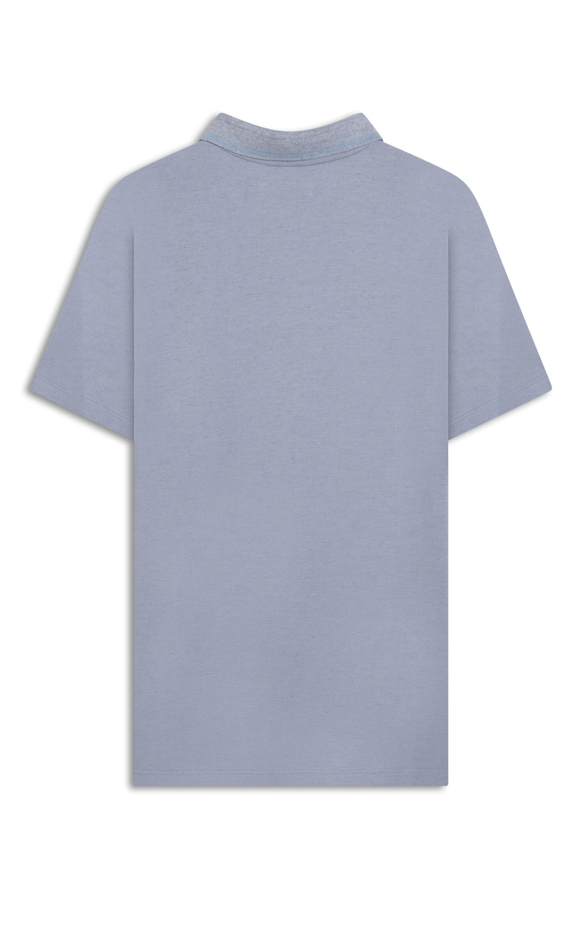 Polo Linho Piquet  C/ Friso Duplo Azul Claro