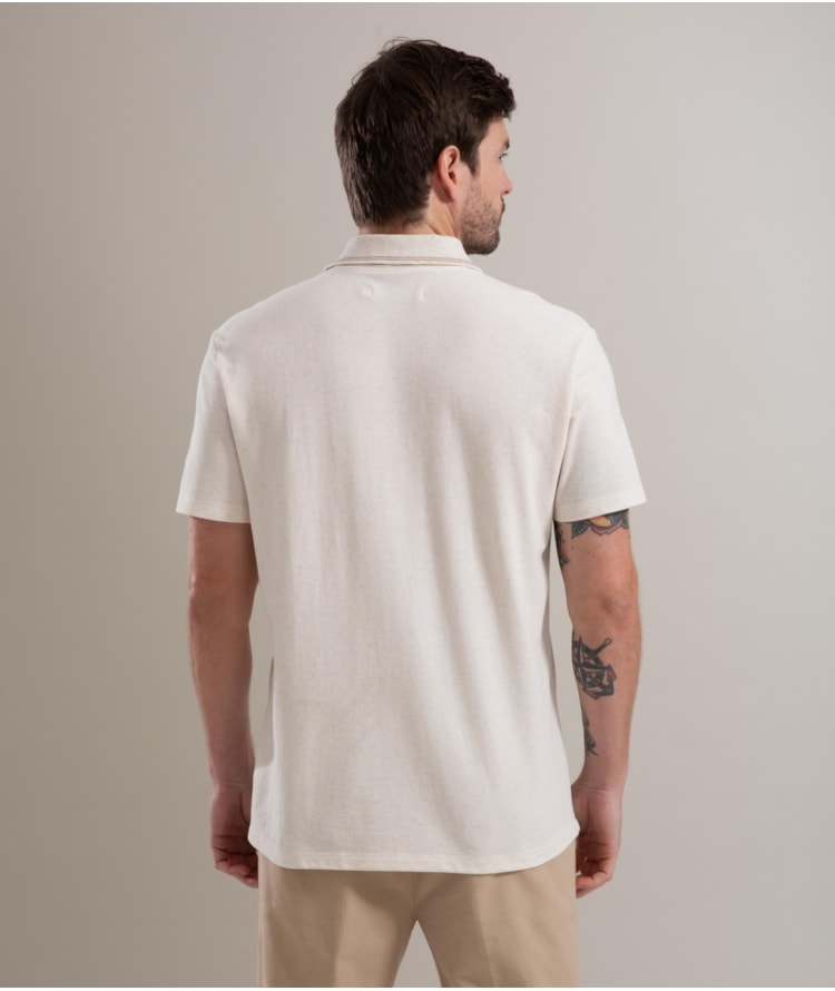 Polo Linho Piquet  C/ Friso Duplo Natural