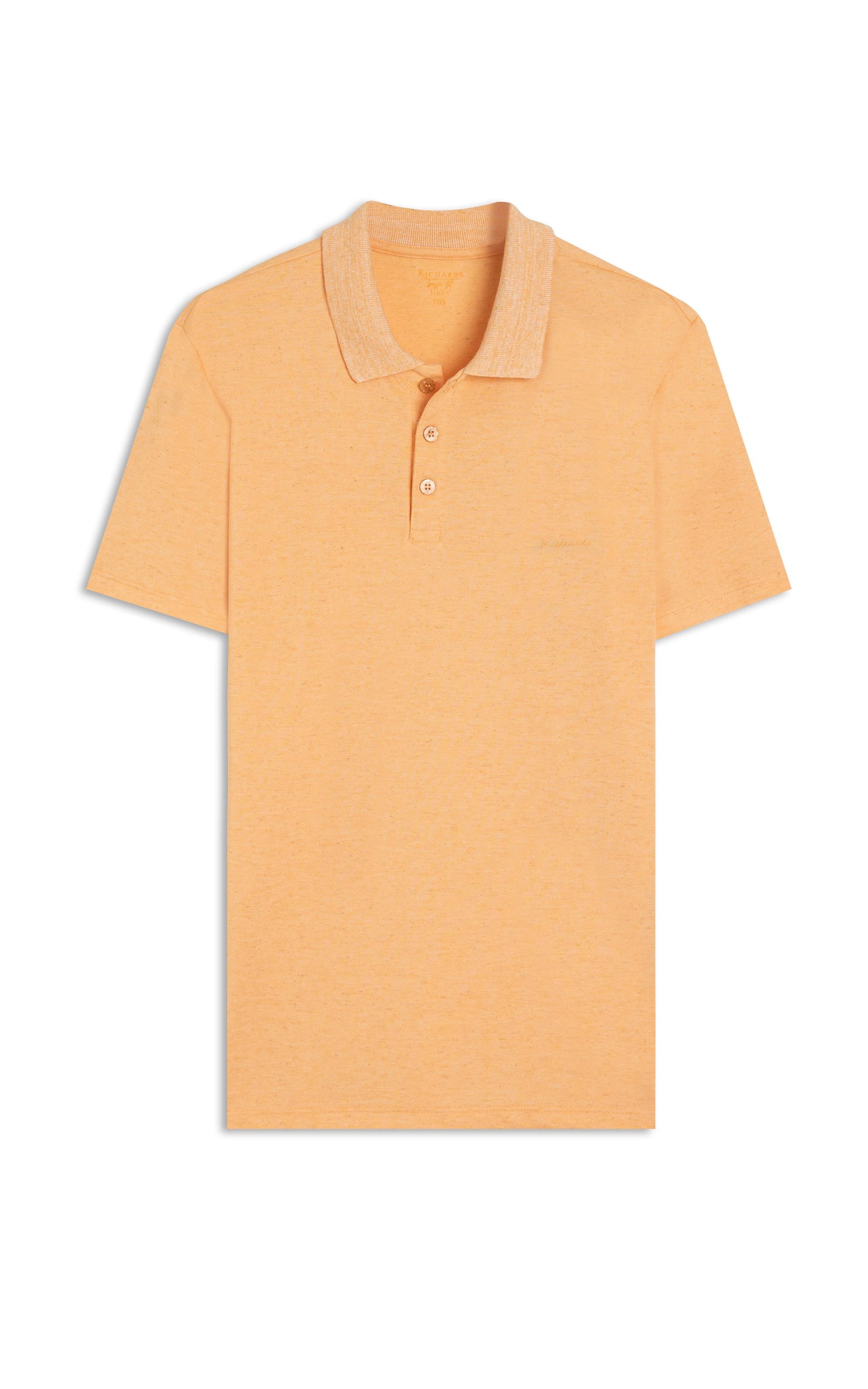 Polo Linho Piquet  Mc Basic f Pessego