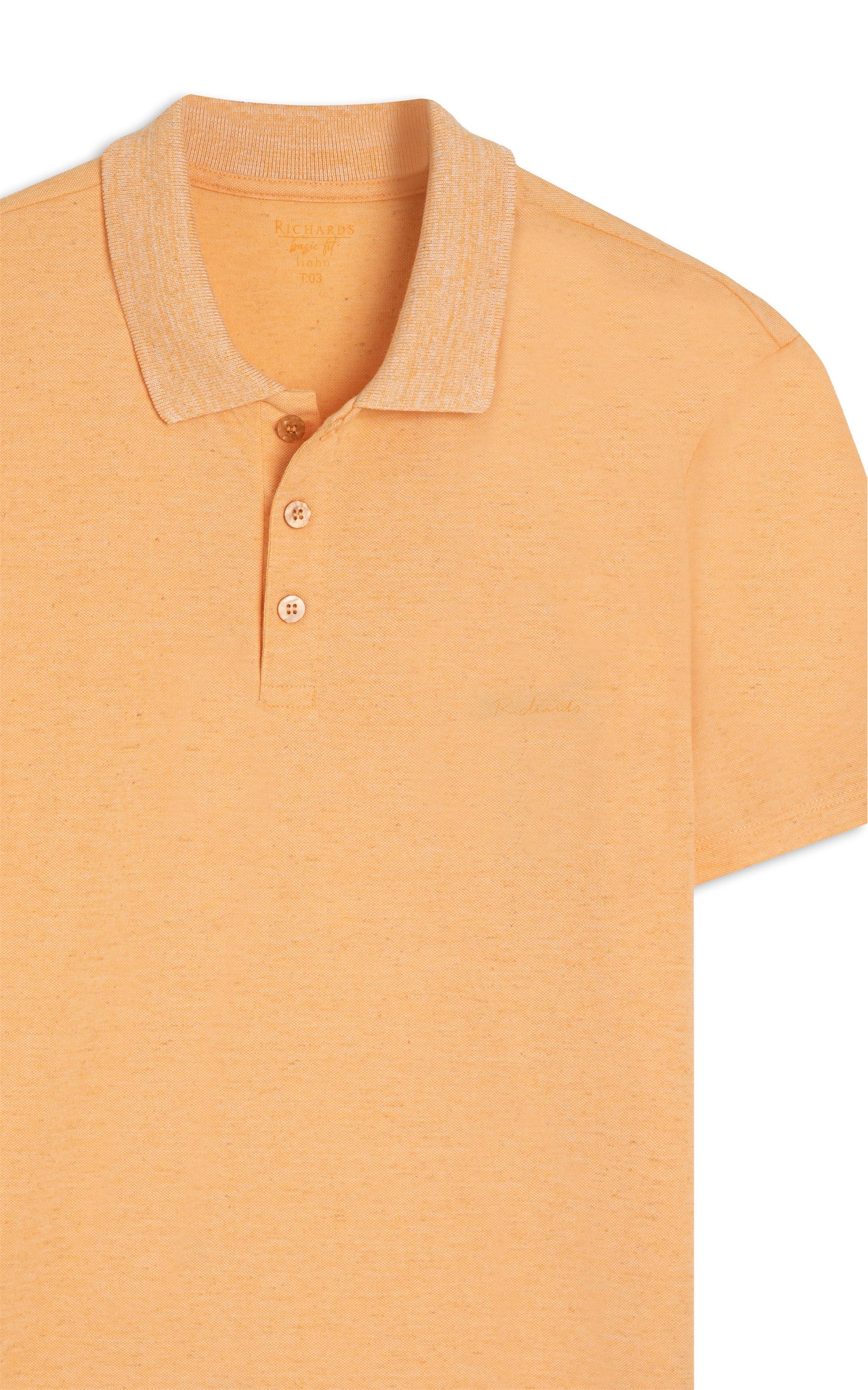 Polo Linho Piquet  Mc Basic f Pessego
