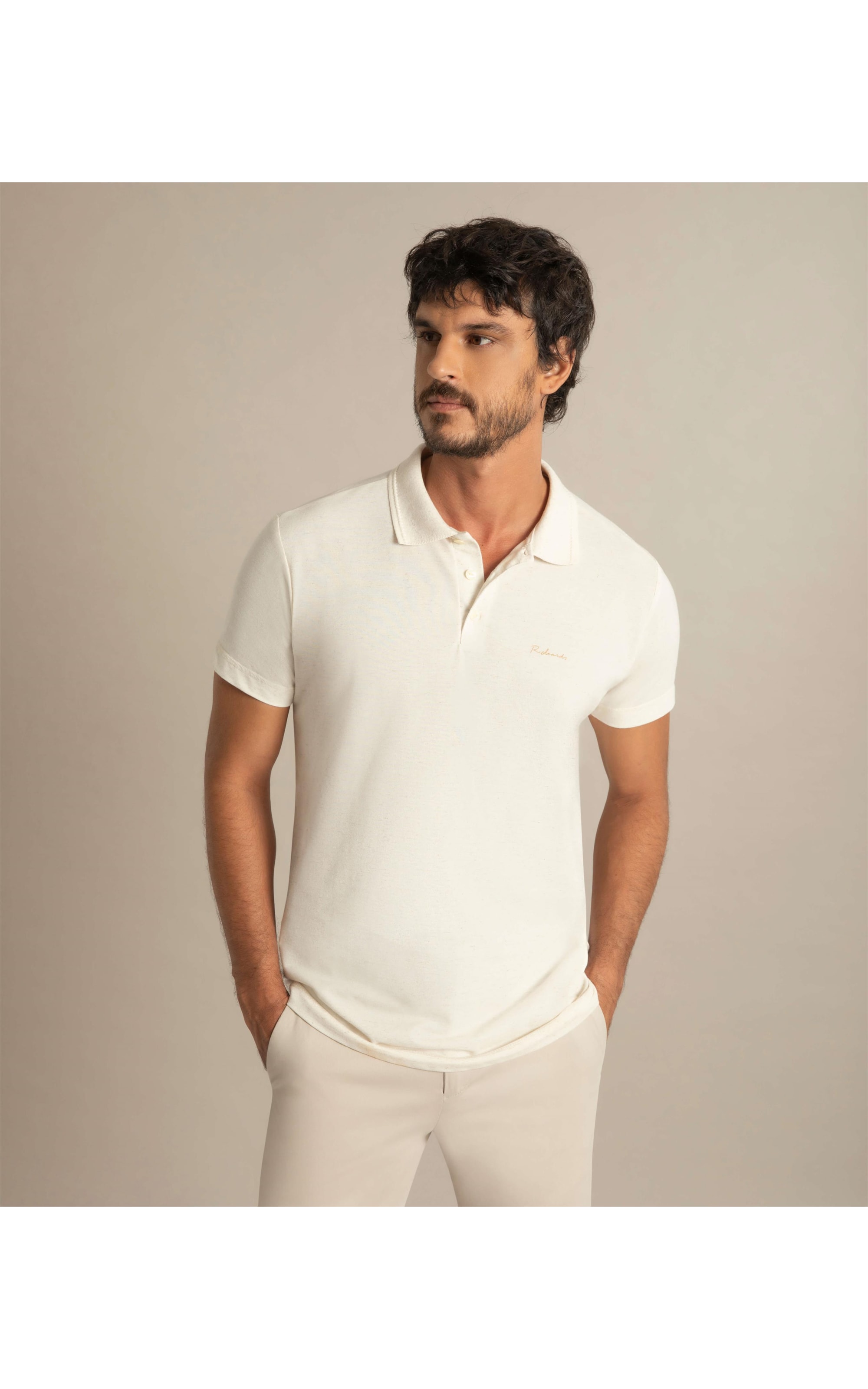 Polo Linho Piquet Natural