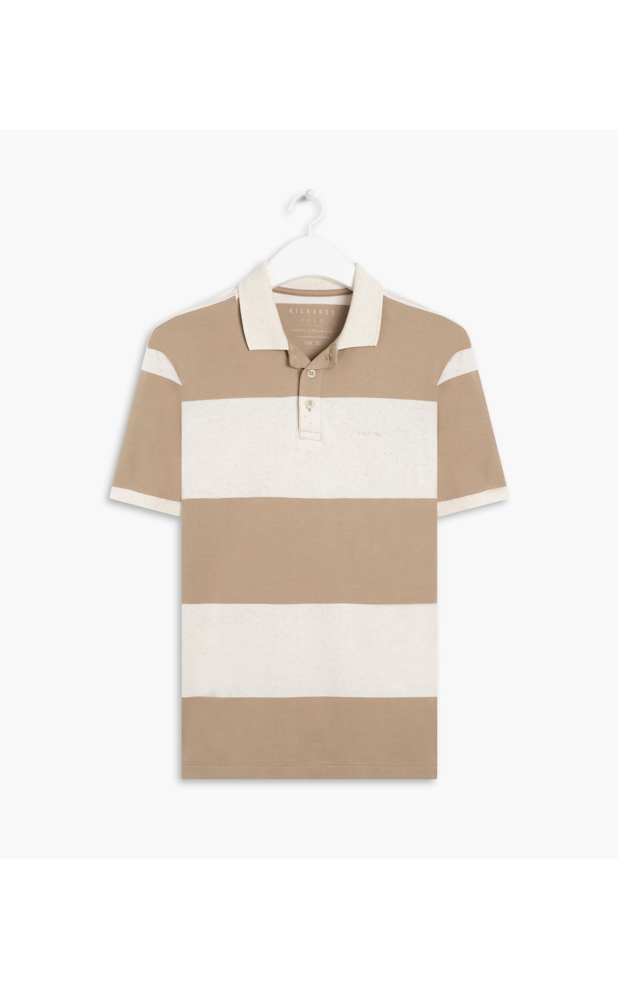 Polo Linho Stripes Aquarela Caqui