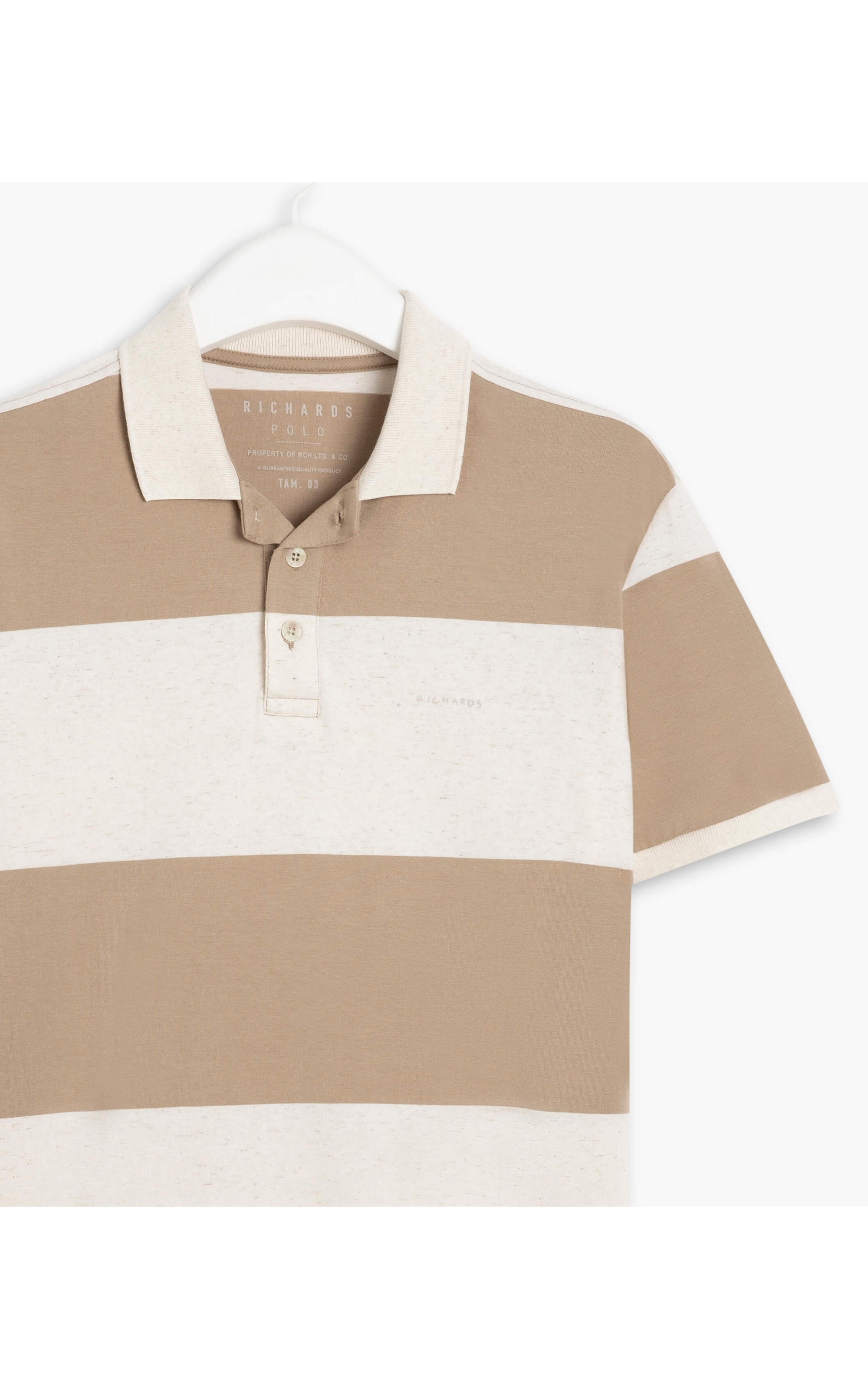Polo Linho Stripes Aquarela Caqui