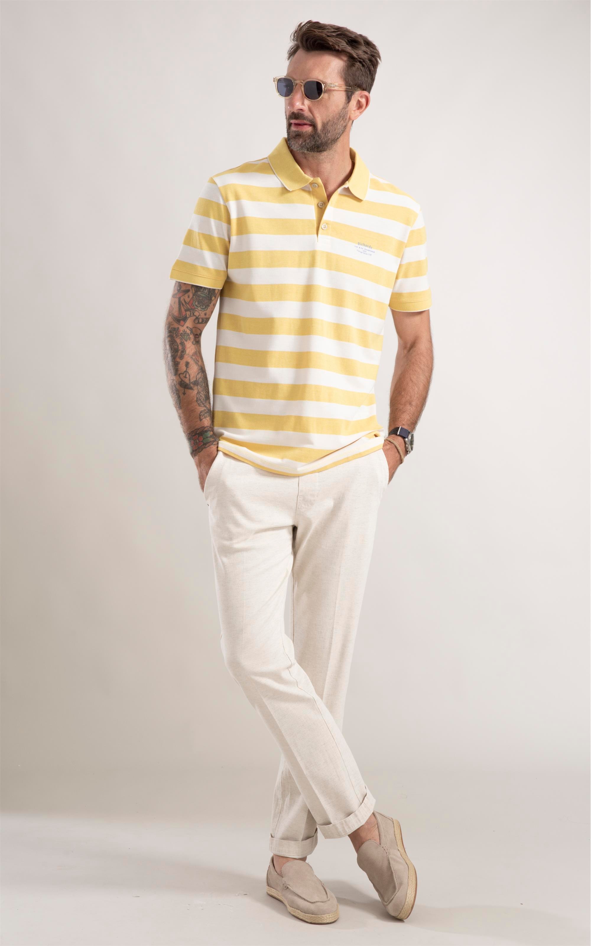 Polo Listrada Bold Amarelo
