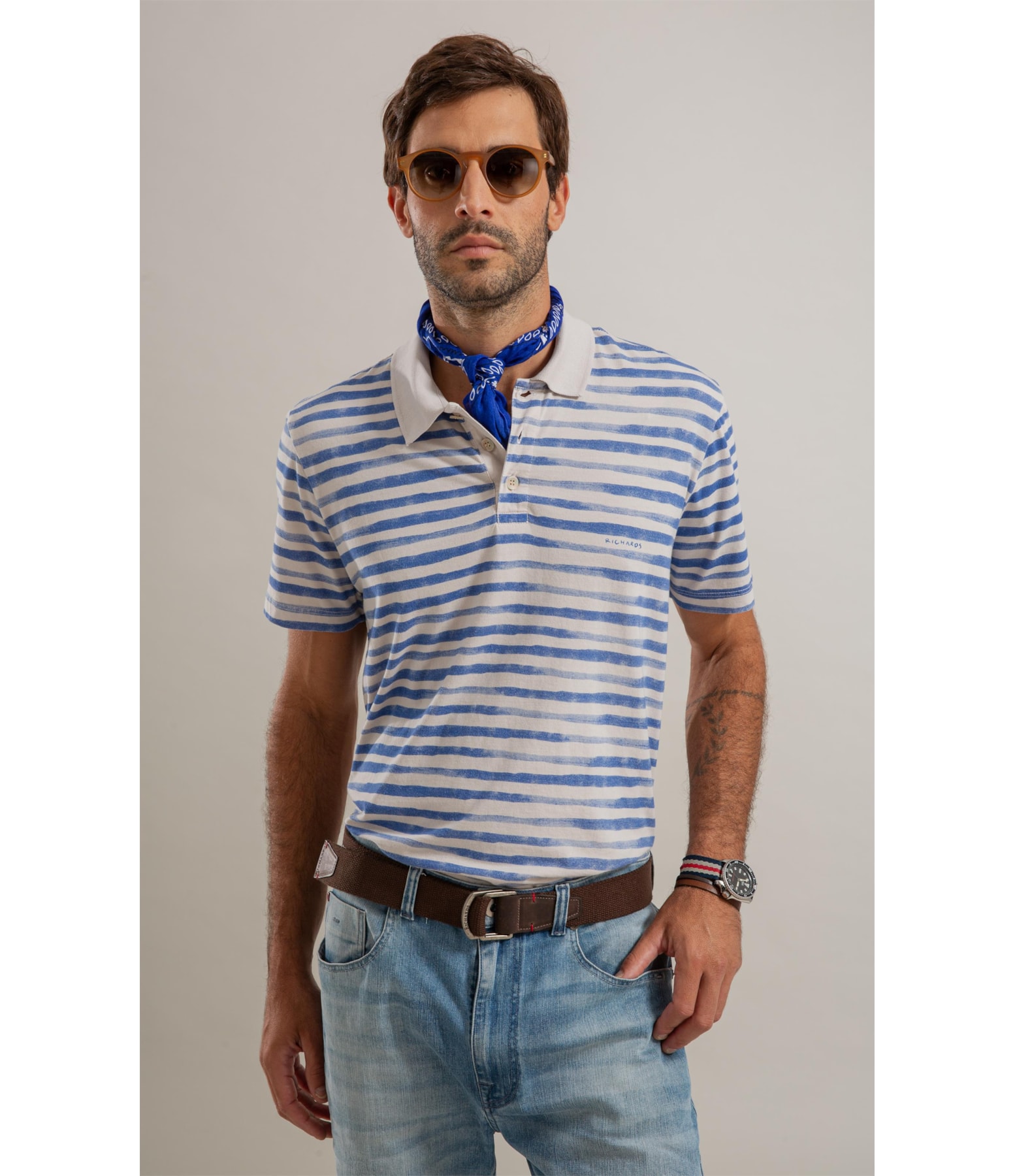Polo Listrado Garnet Mc Bf Azul Bic