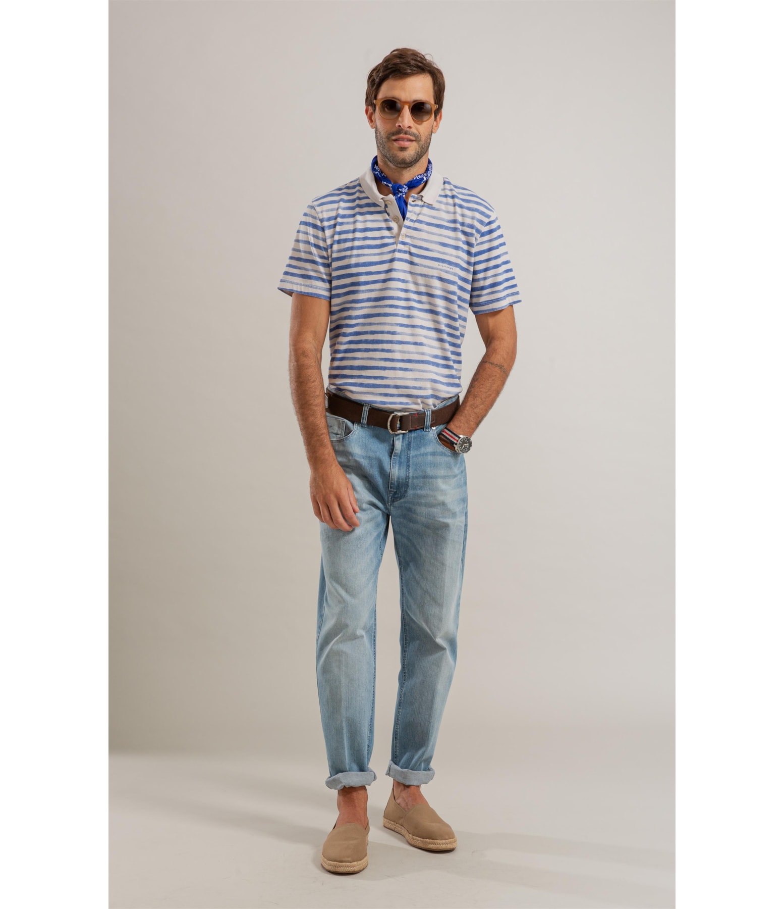 Polo Listrado Garnet Mc Bf Azul Bic
