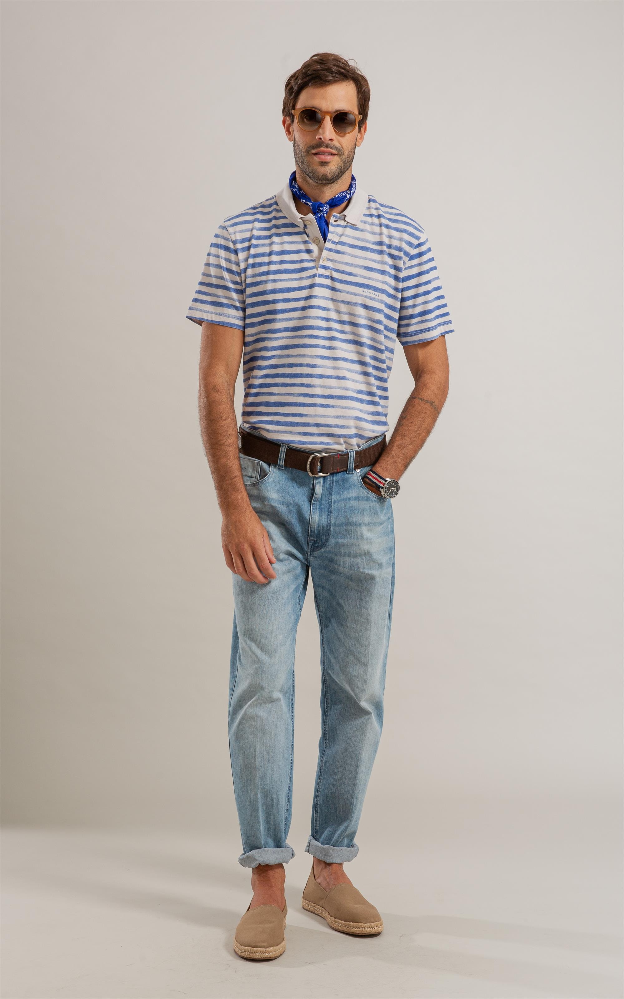 Polo Listrado Garnet Mc Bf Azul Bic