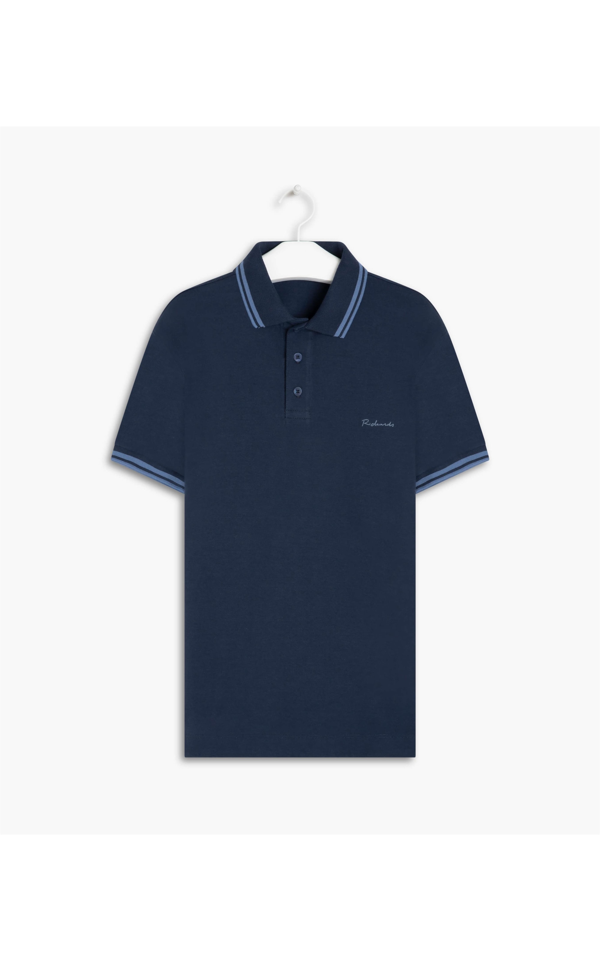 Polo Malha Fio 40 Com Frisos Mc Dark Navy