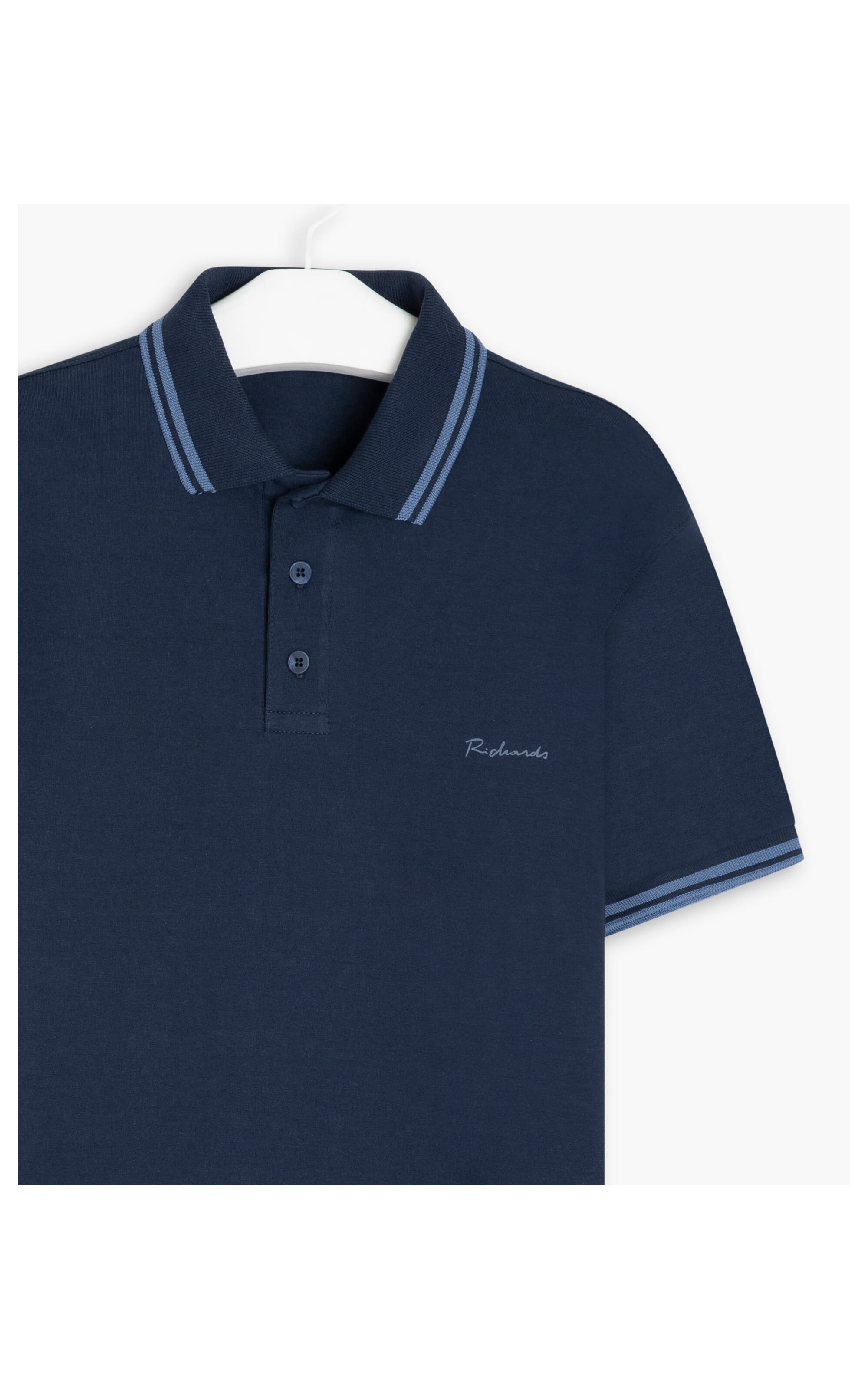 Polo Malha Fio 40 Com Frisos Mc Dark Navy