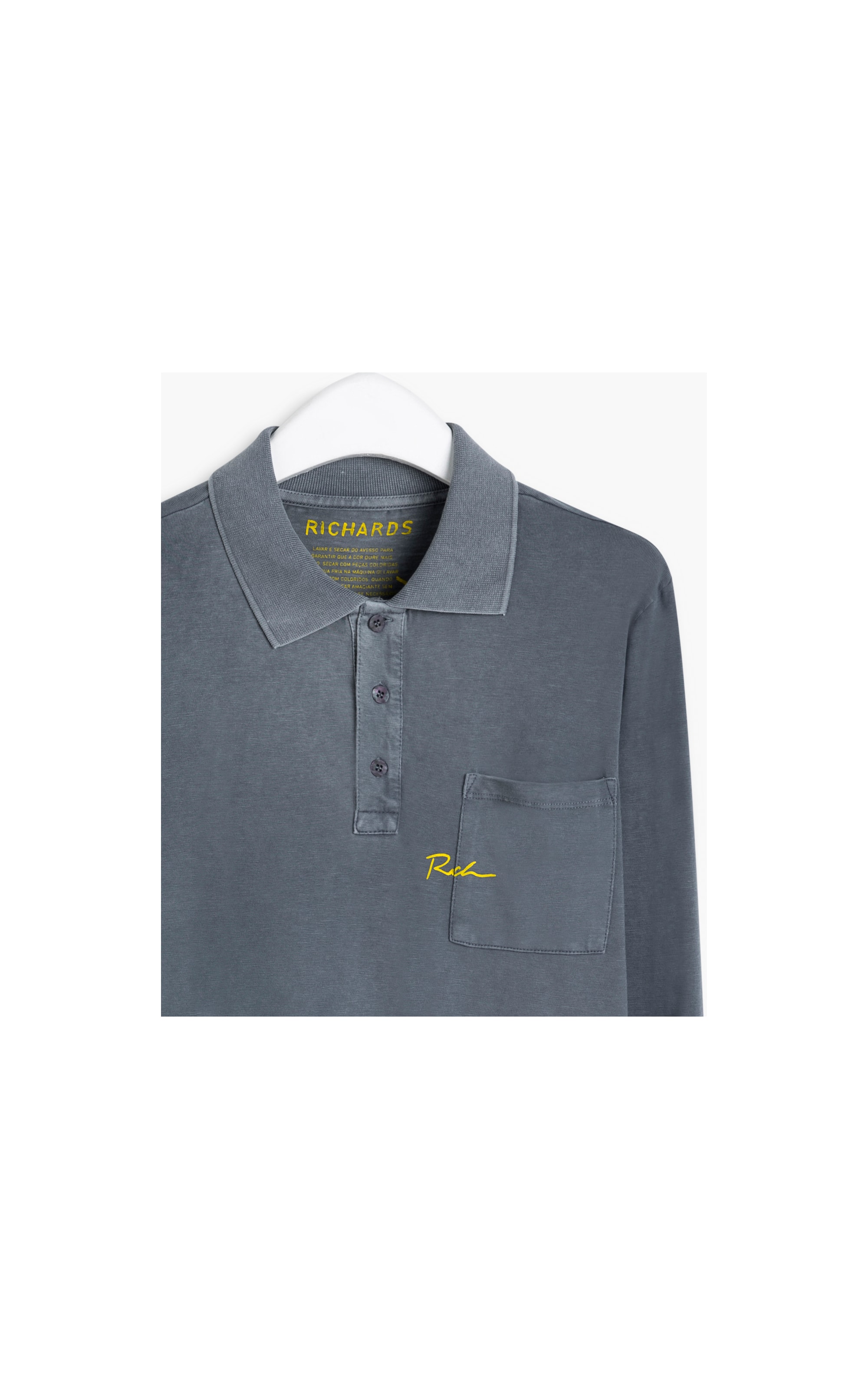 Polo Mc Ass Pocket Malhao Marmorizado Oceano