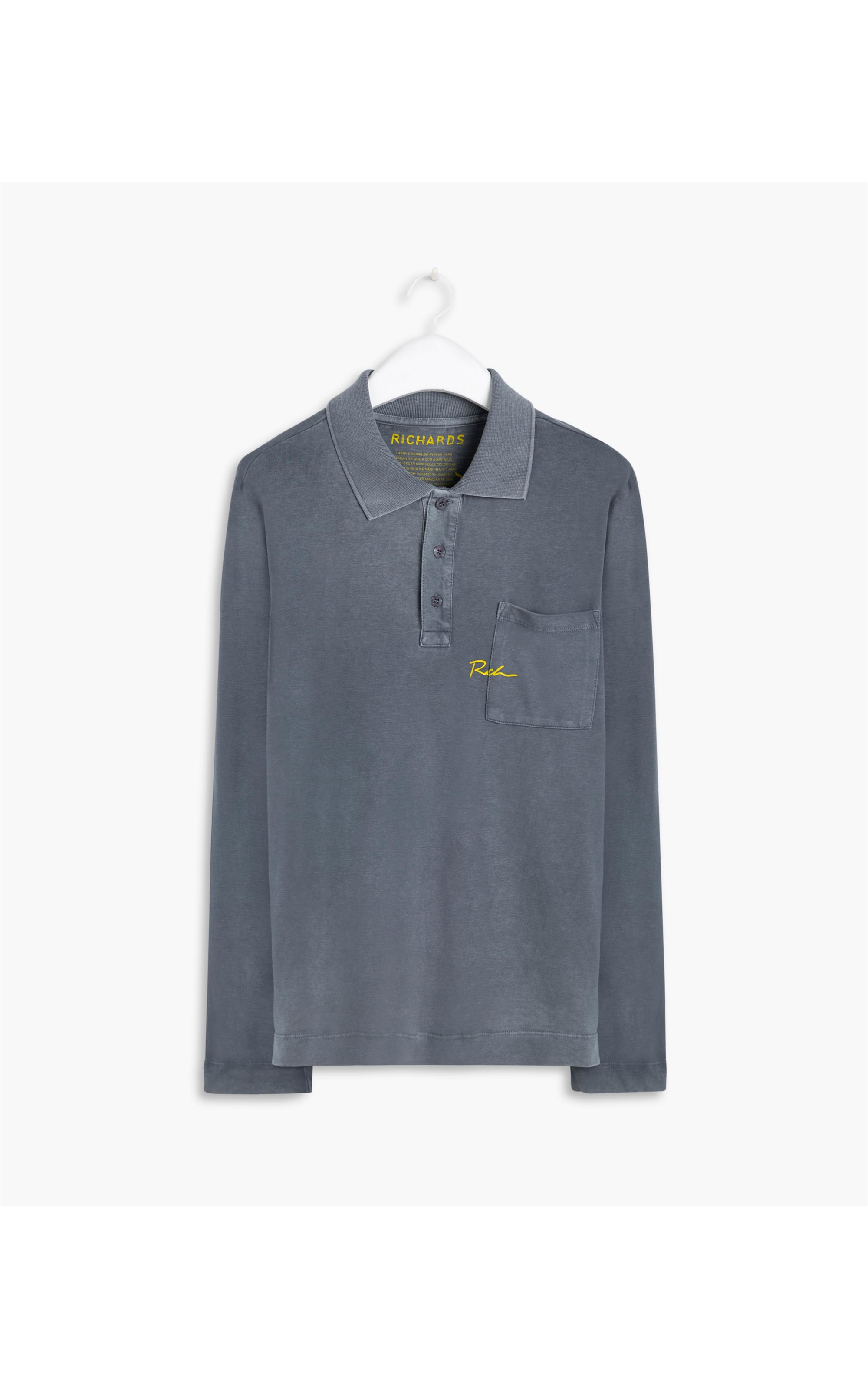Polo Mc Ass Pocket Malhao Marmorizado Oceano