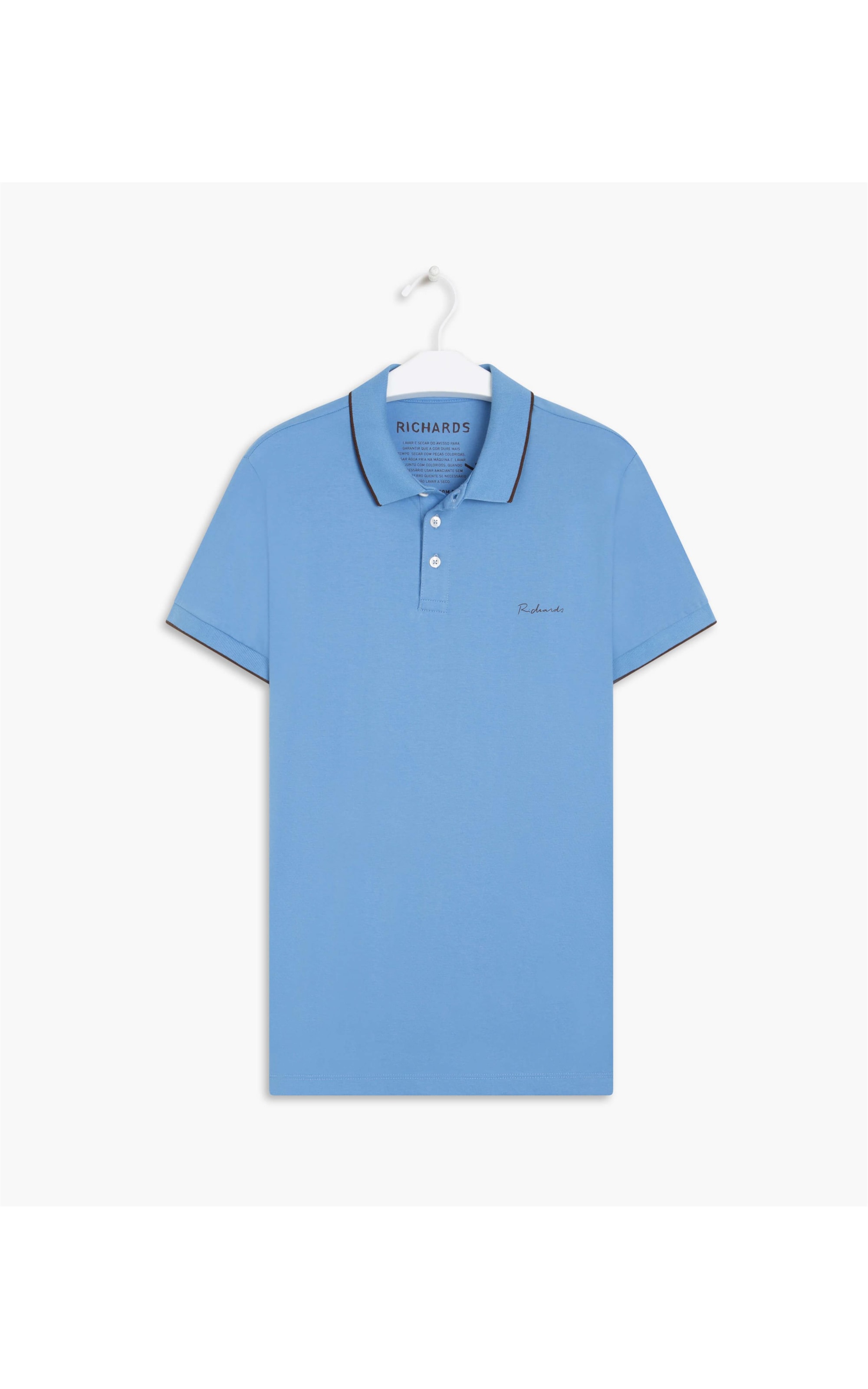 Polo Meia Malha Com Frisos Mc Azul Claro