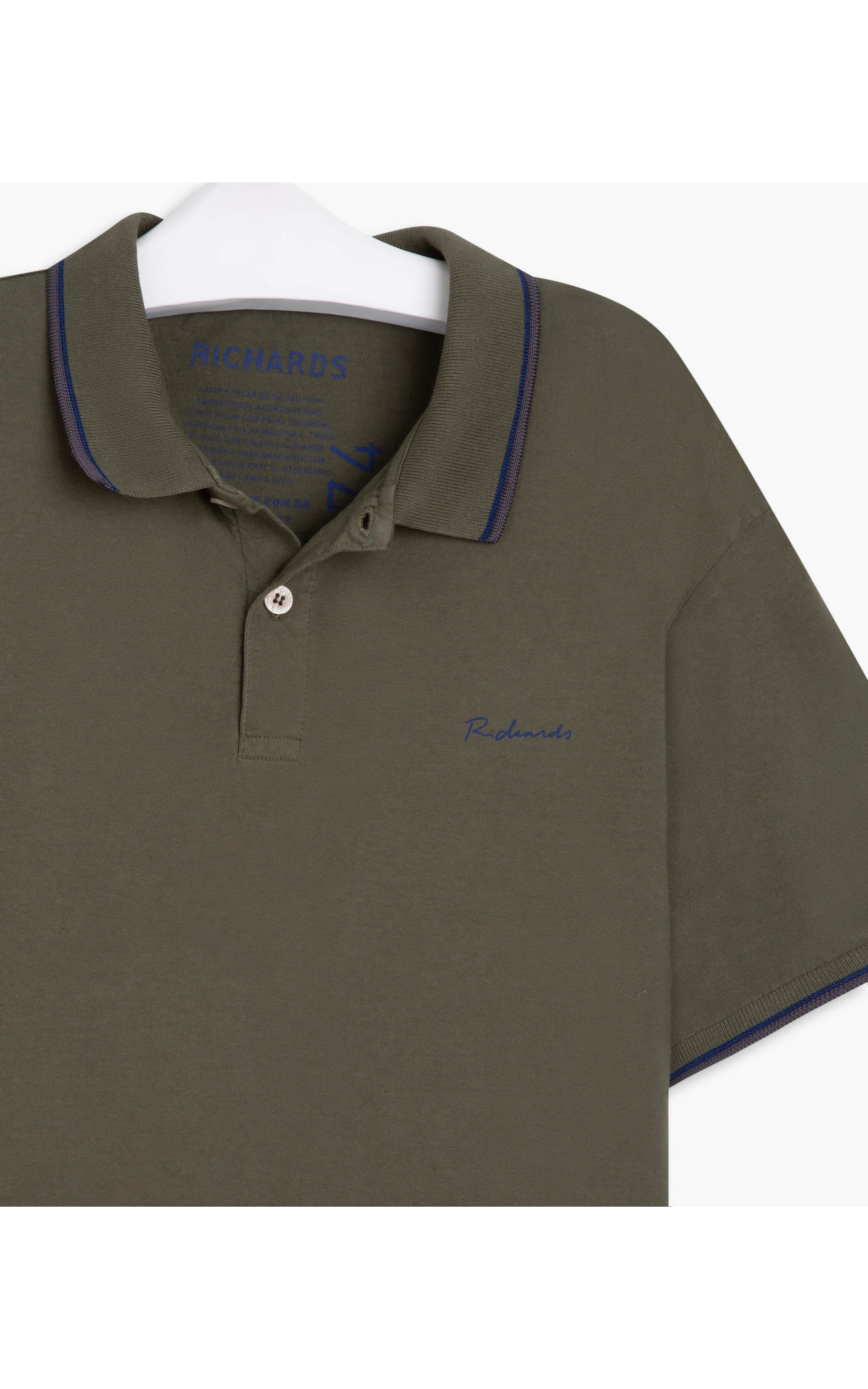 Polo Meia Malha Com Frisos Mc  Verde Militar