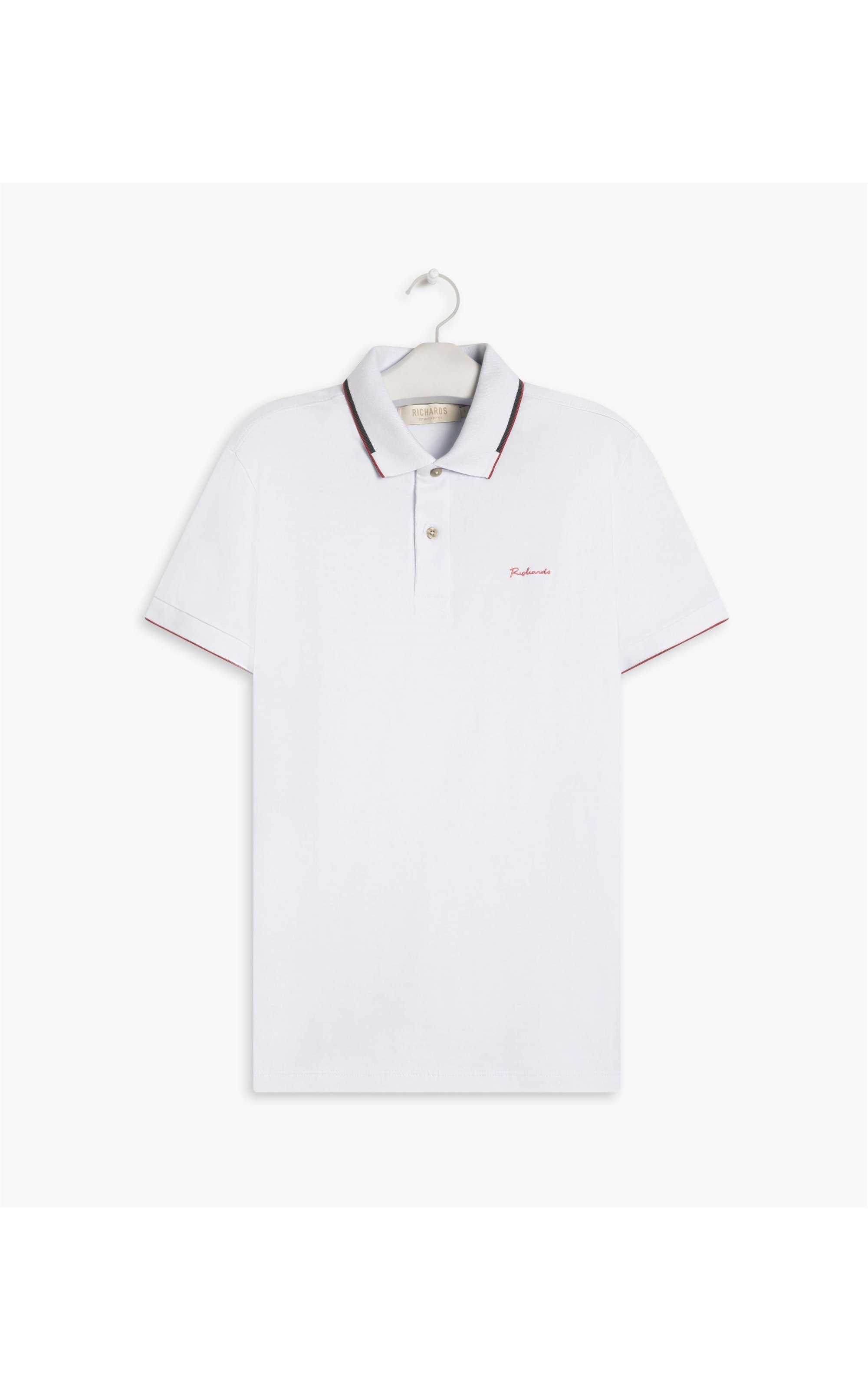 Polo Meia Malha Friso Jacquard Mc Branco