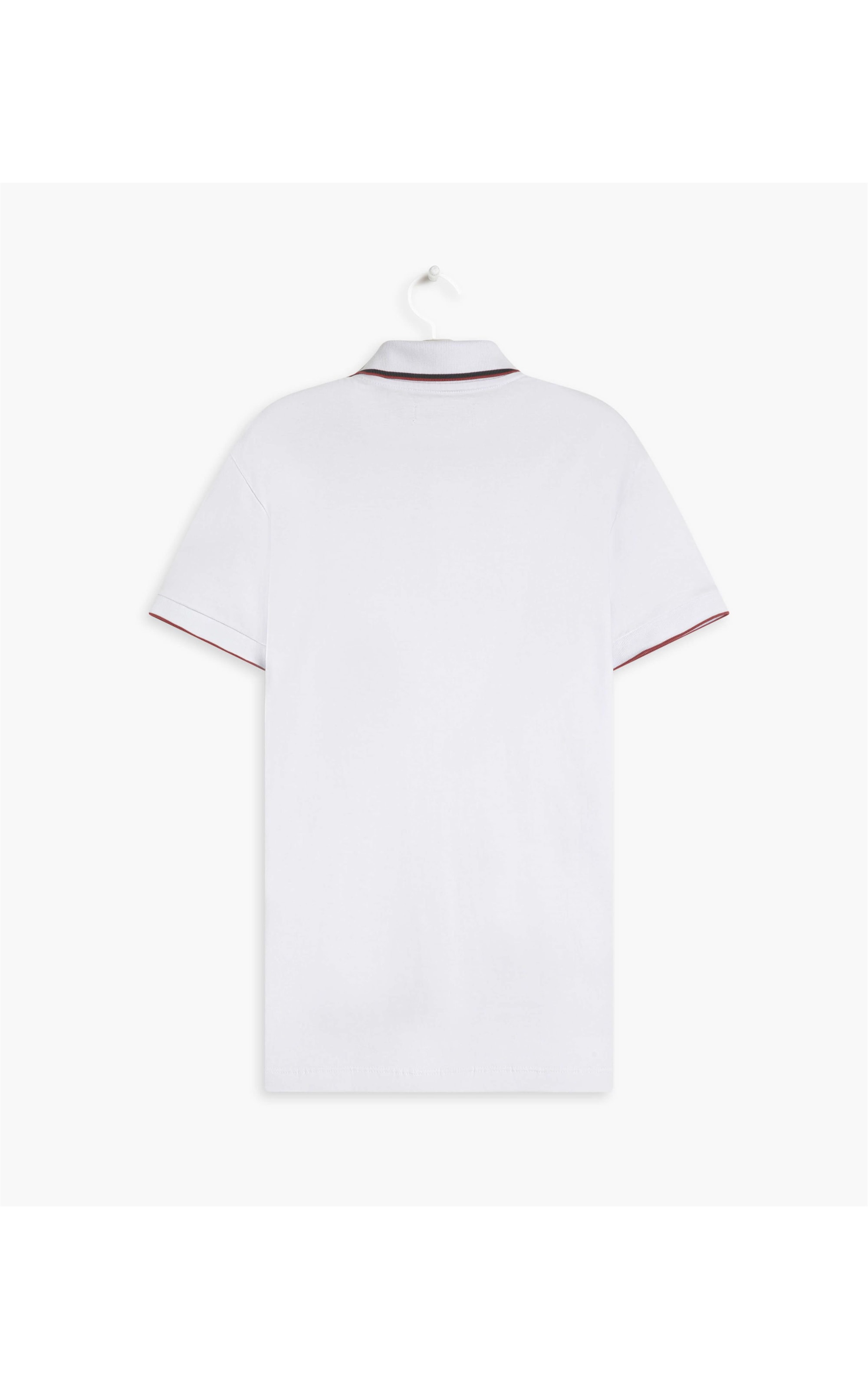 Polo Meia Malha Friso Jacquard Mc Branco