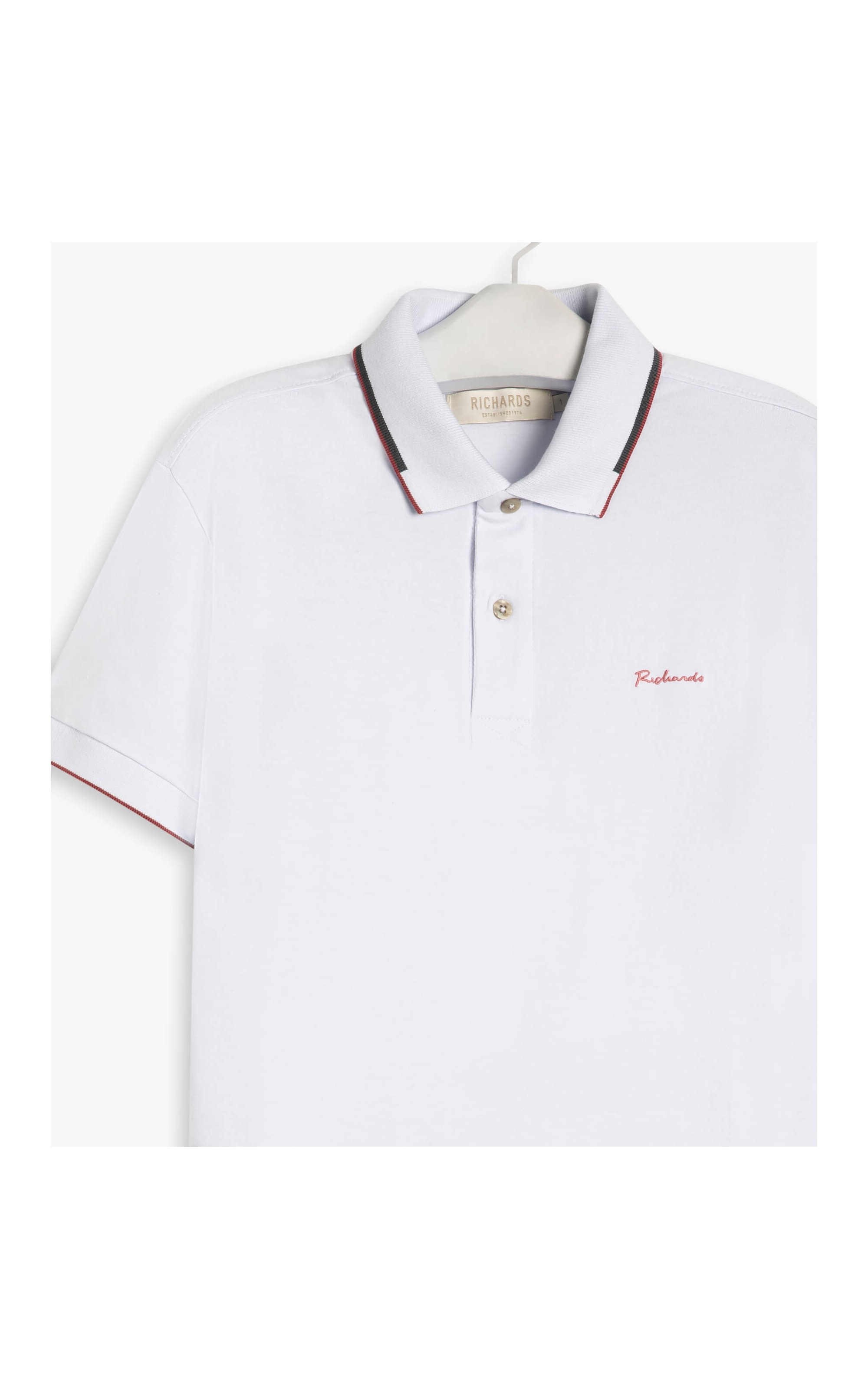 Polo Meia Malha Friso Jacquard Mc Branco