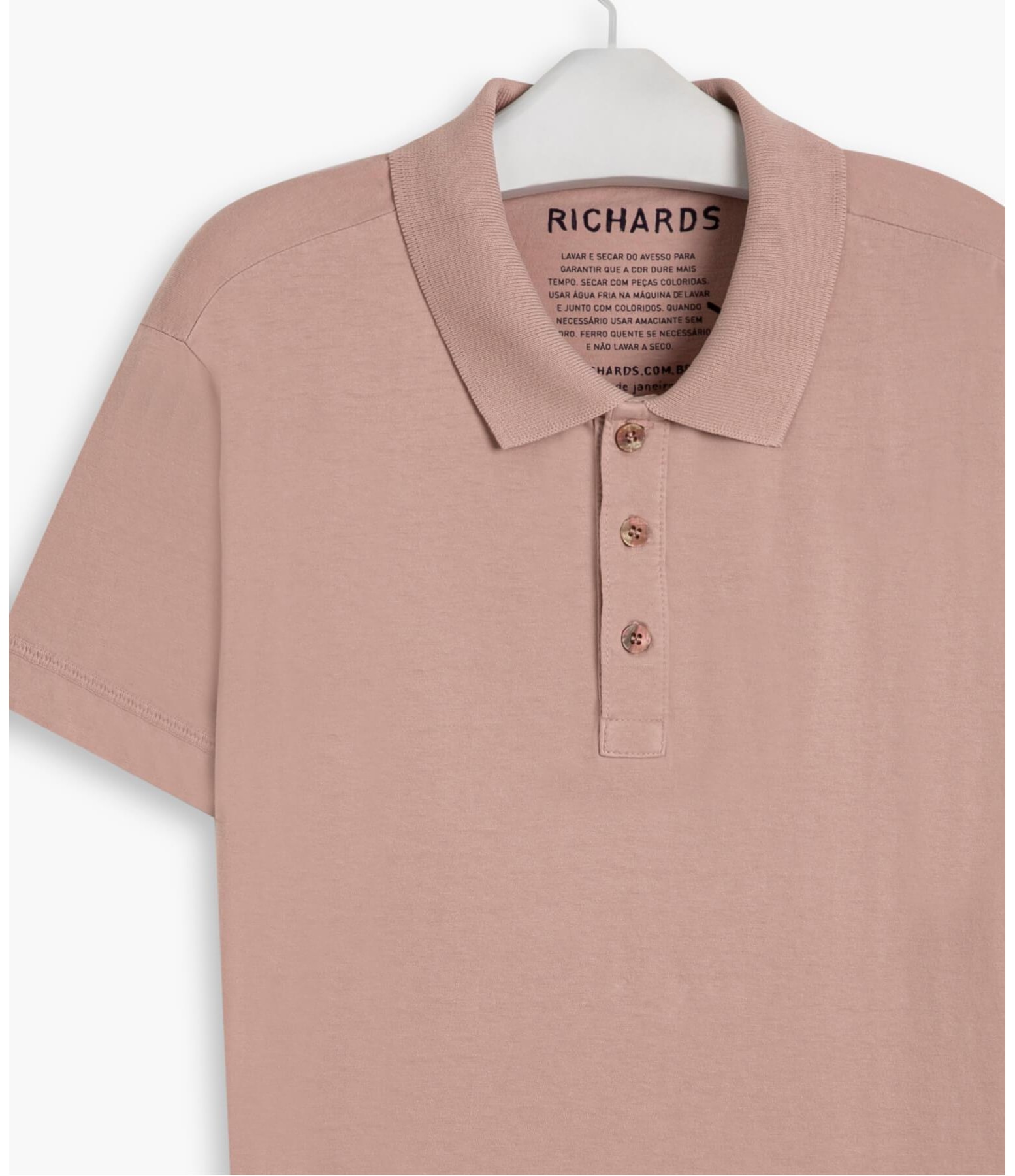 Polo Meia Malha Patch Âncora Rosa Dirty