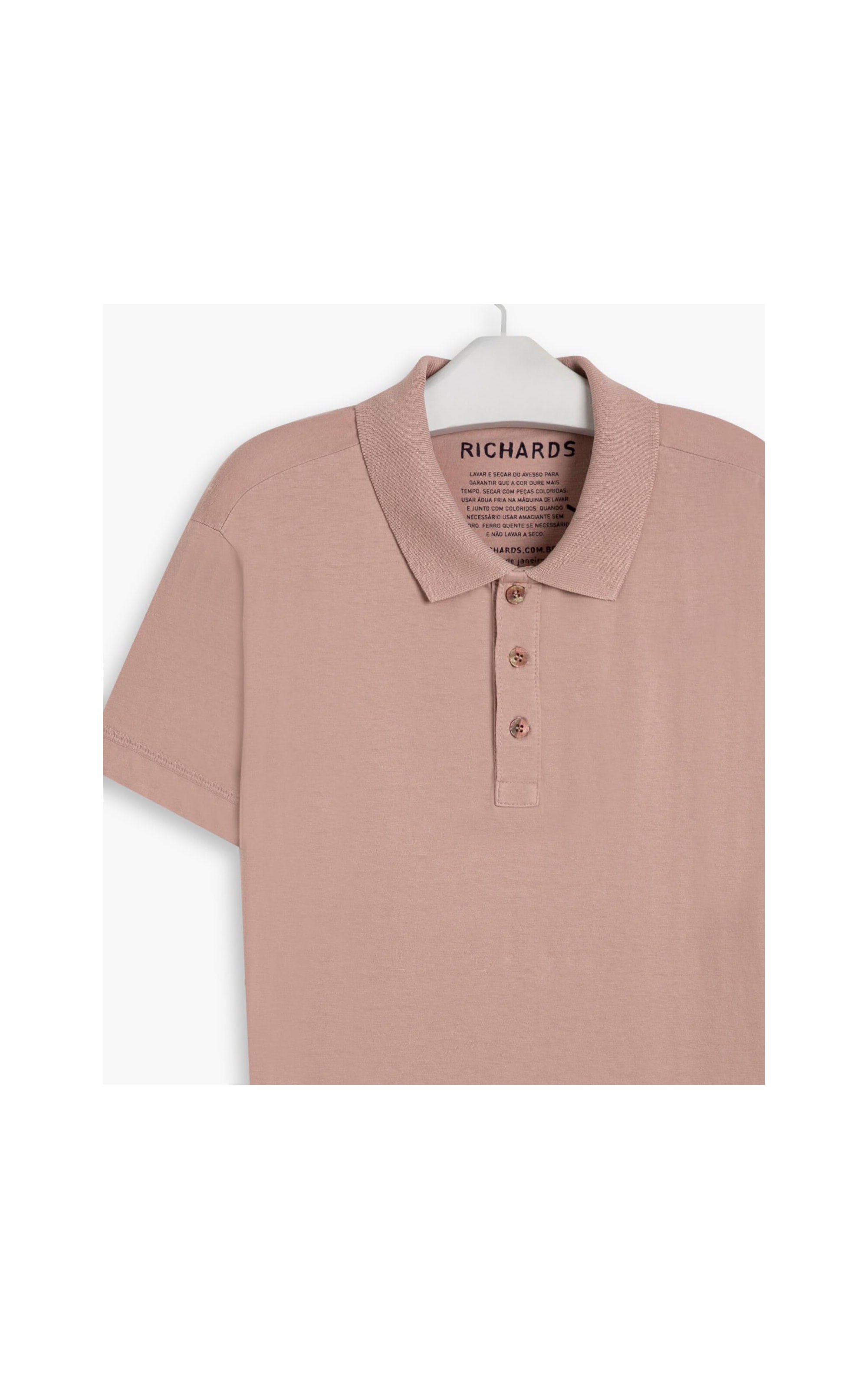 Polo Meia Malha Patch Âncora Rosa Dirty