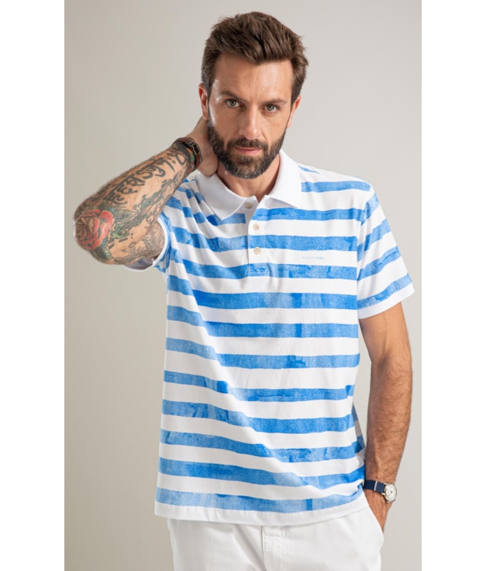 Polo Mm Gd Listrada New Bf Azul Bic