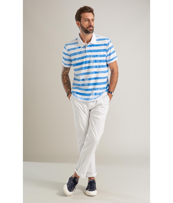 Polo Mm Gd Listrada New Bf Azul Bic