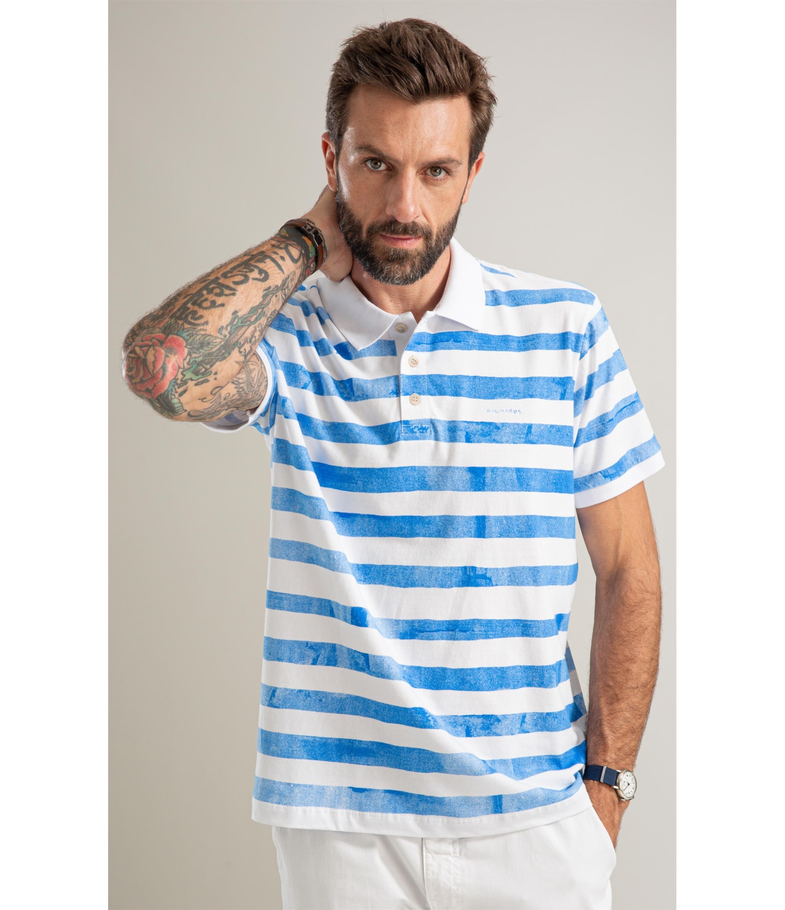 Polo Mm Gd Listrada New Bf Azul Bic