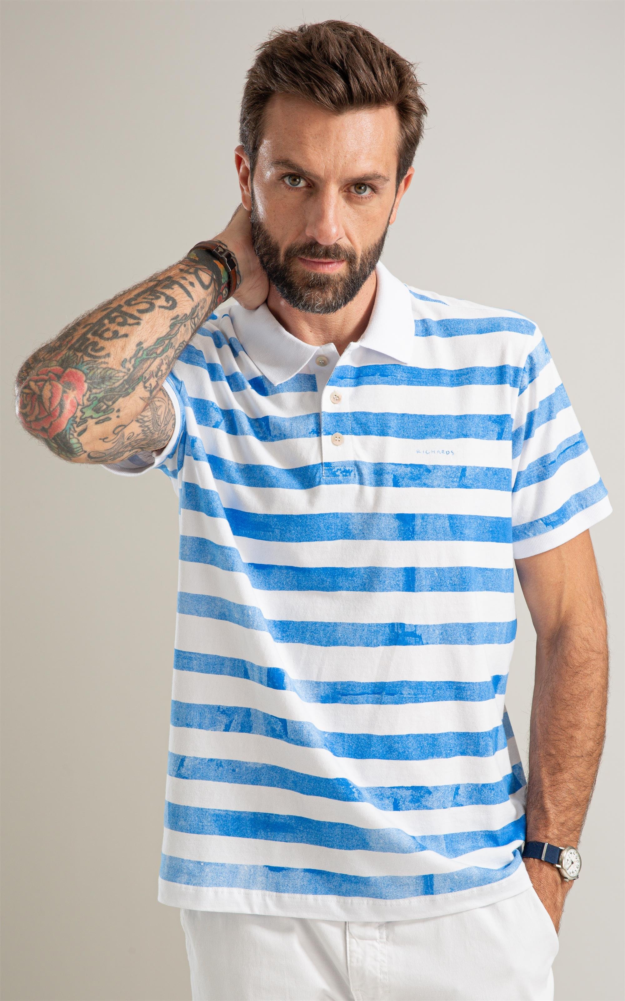 Polo Mm Gd Listrada New Bf Azul Bic