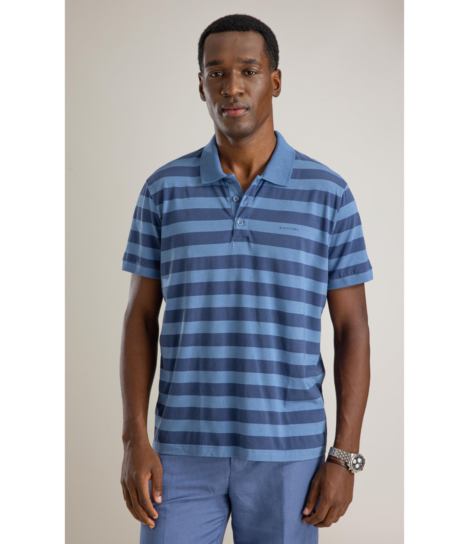 Polo Mm Listra Media Mc Bf Azul Medio