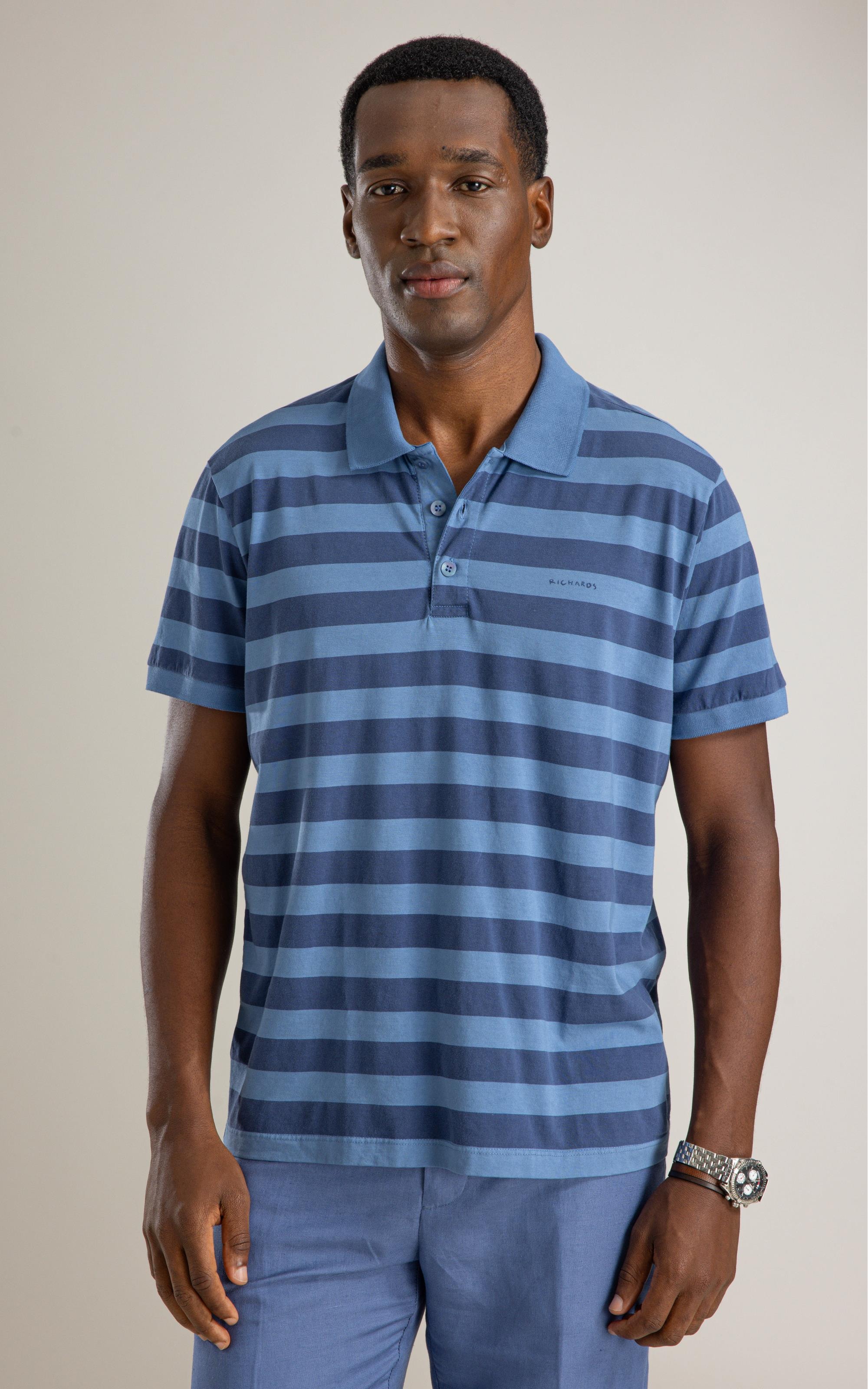 Polo Mm Listra Media Mc Bf Azul Medio