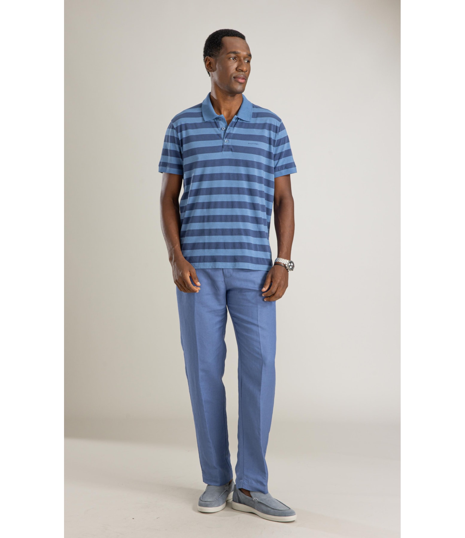 Polo Mm Listra Media Mc Bf Azul Medio