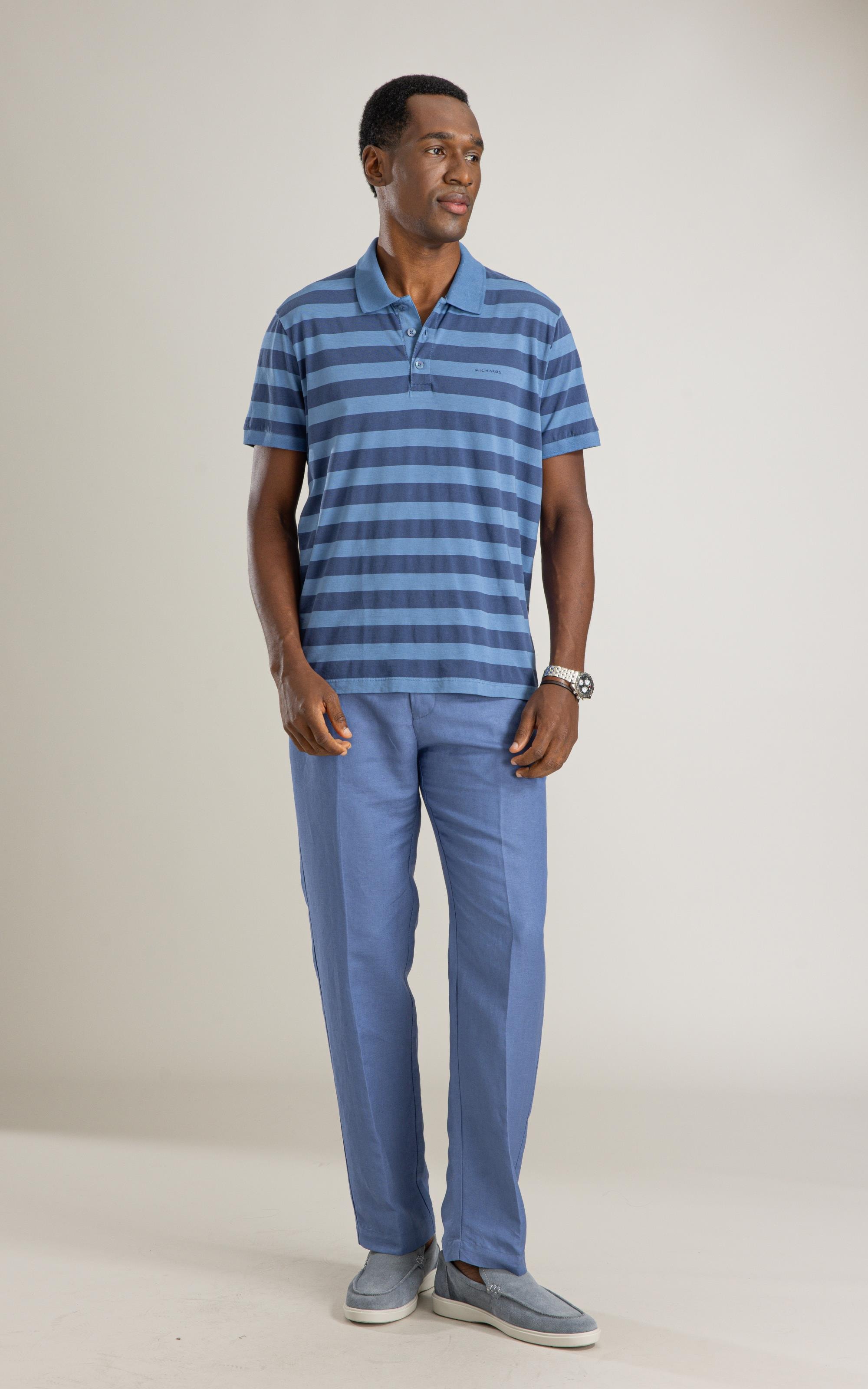 Polo Mm Listra Media Mc Bf Azul Medio