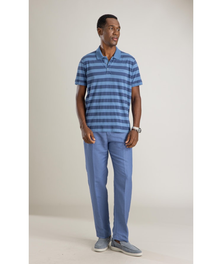 Polo Mm Listra Media Mc Bf Azul Medio