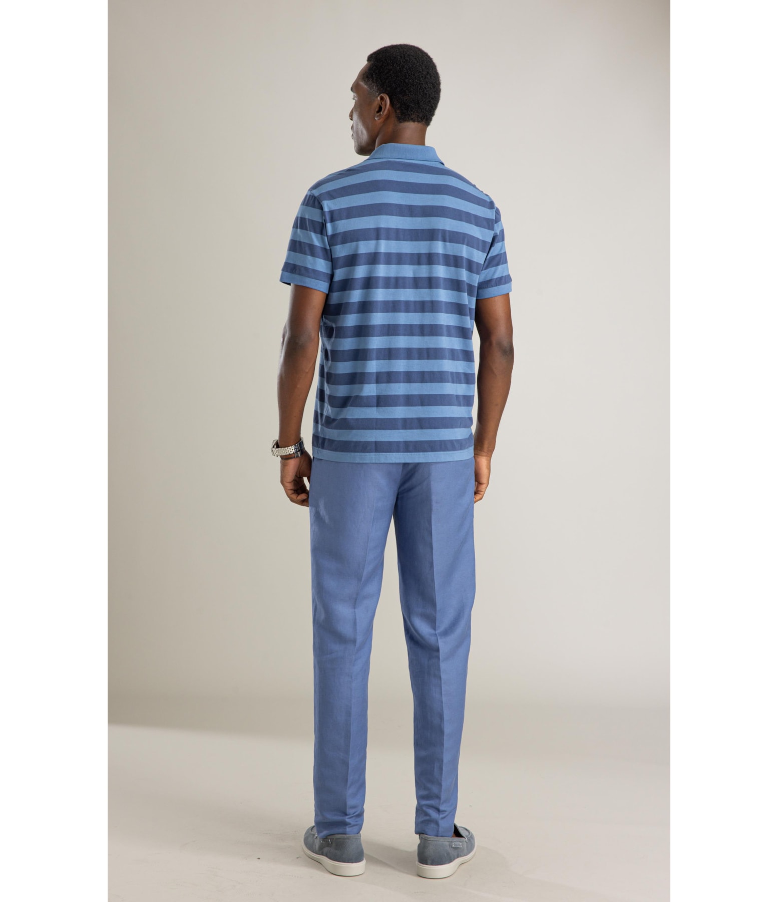 Polo Mm Listra Media Mc Bf Azul Medio