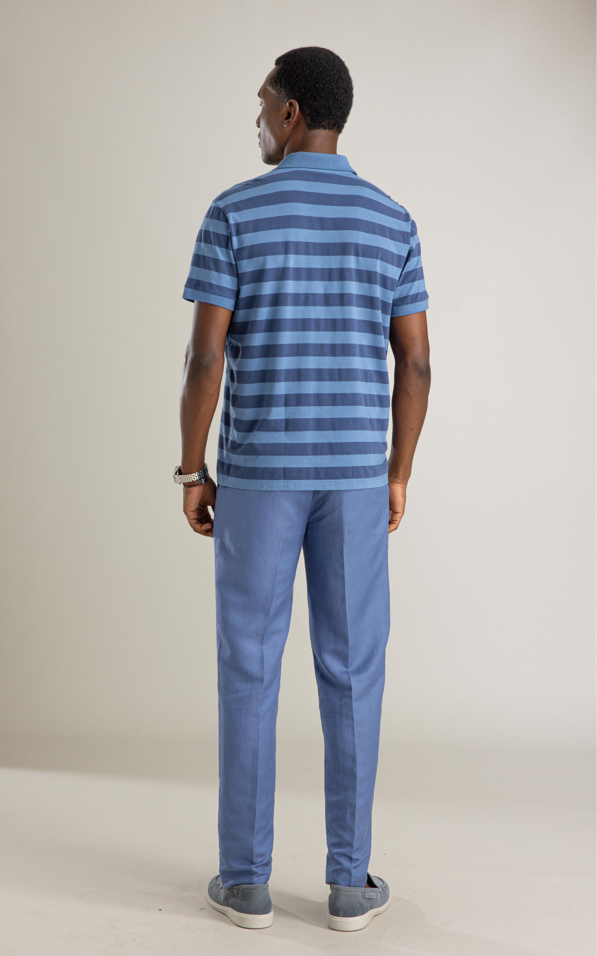 Polo Mm Listra Media Mc Bf Azul Medio