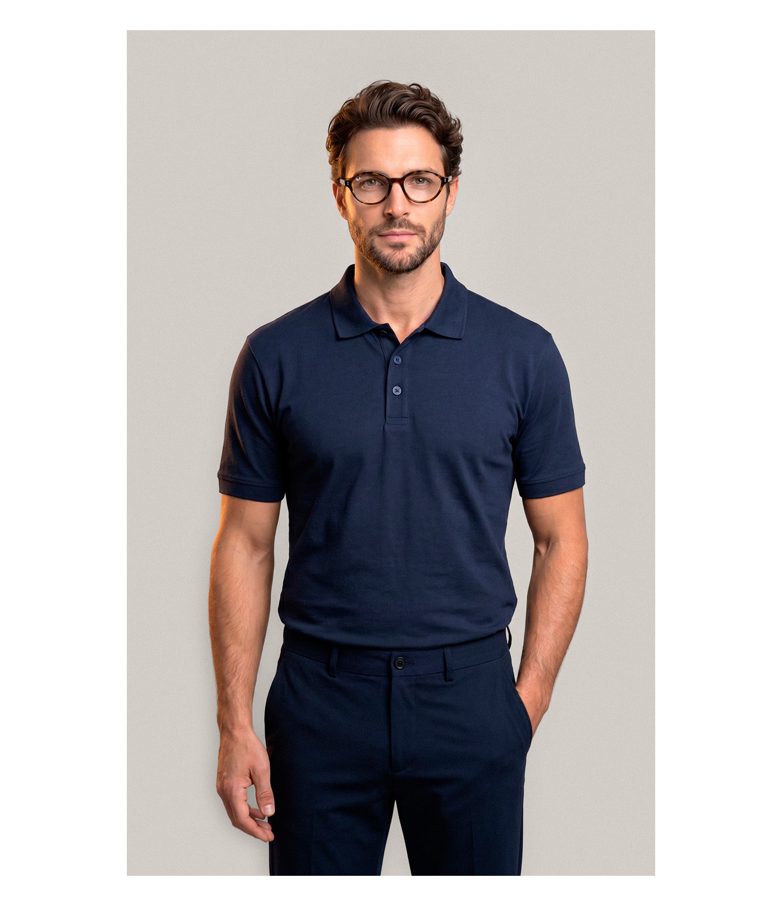 Polo Mm Pima Com Punho New Classic Dark Navy