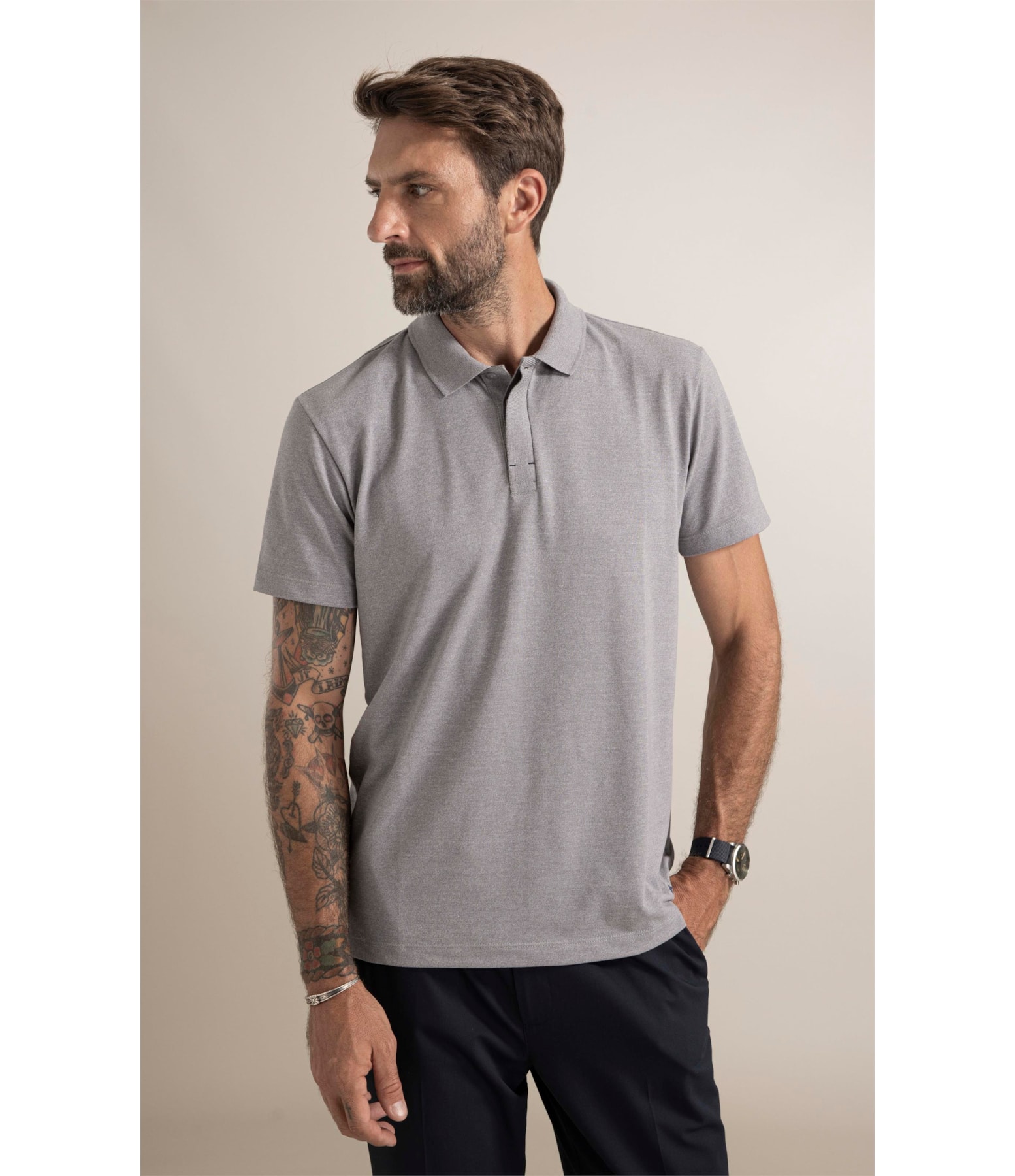 Polo Molinê Cinza Mescla