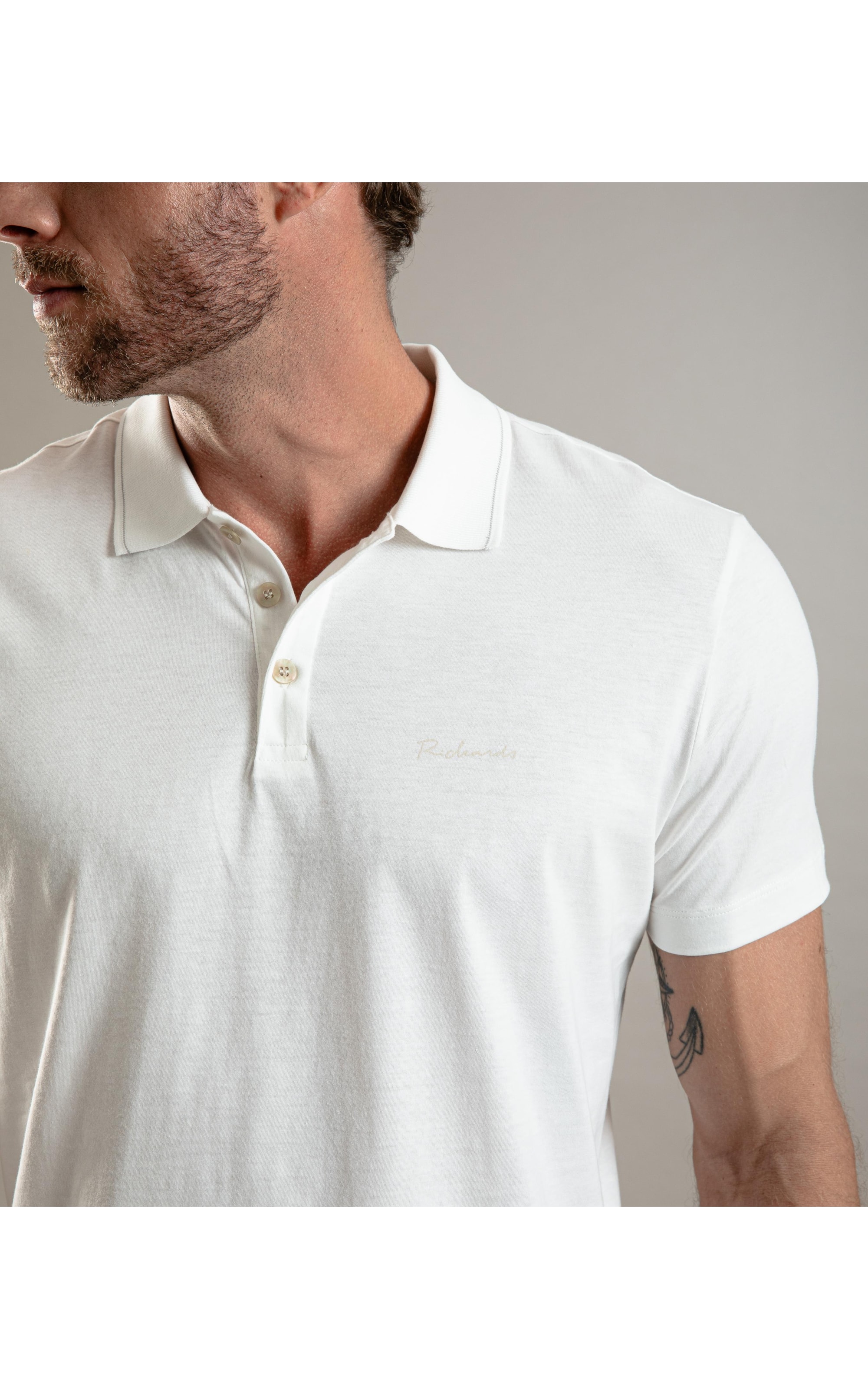 Polo Pima Com Friso Branco