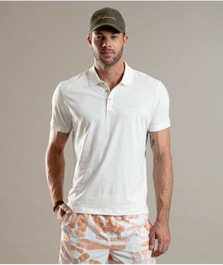 Polo Pima Com Friso Branco