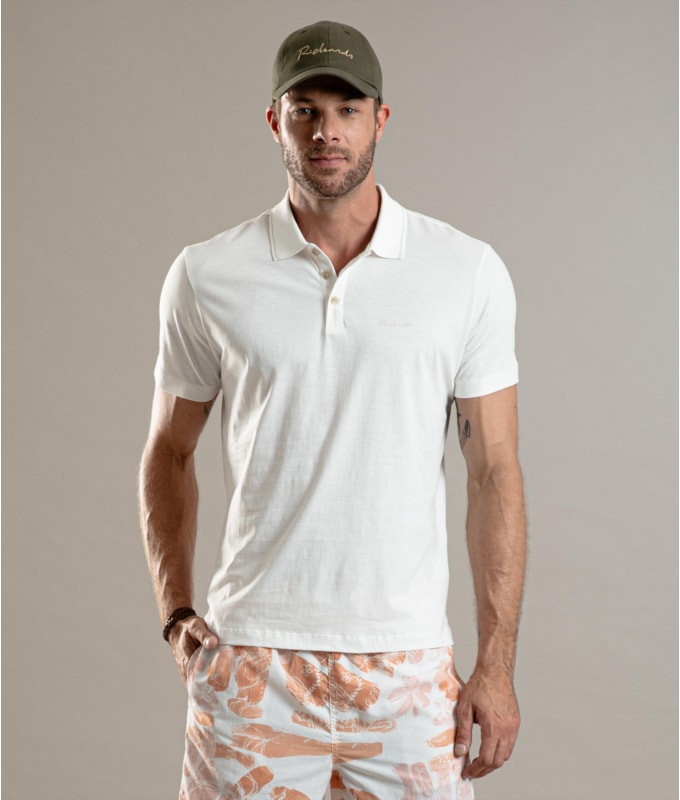 Polo Pima Com Friso Branco