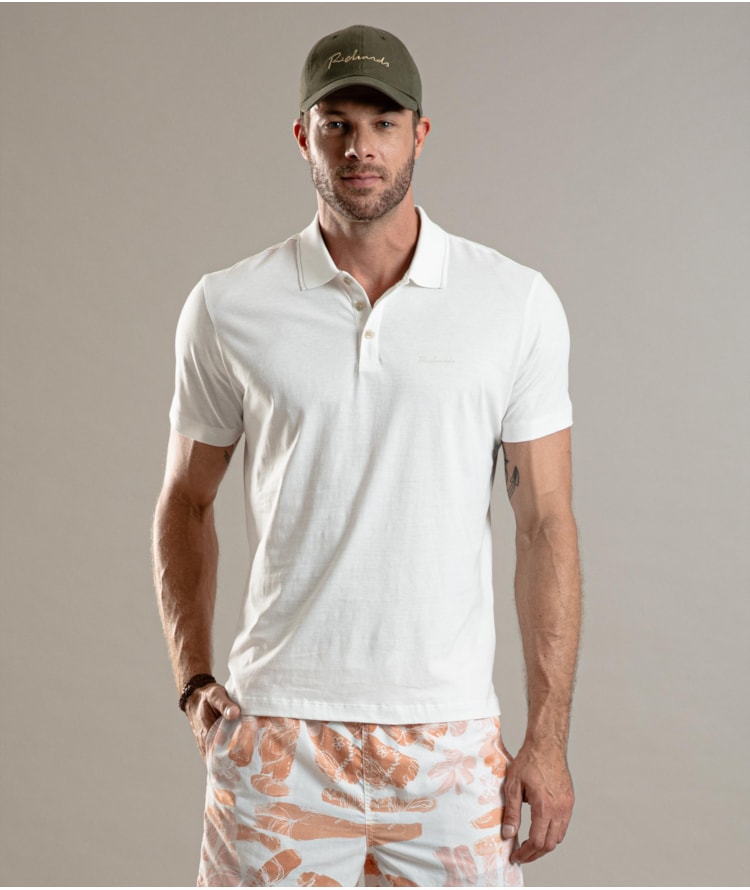 Polo Pima Com Friso Branco