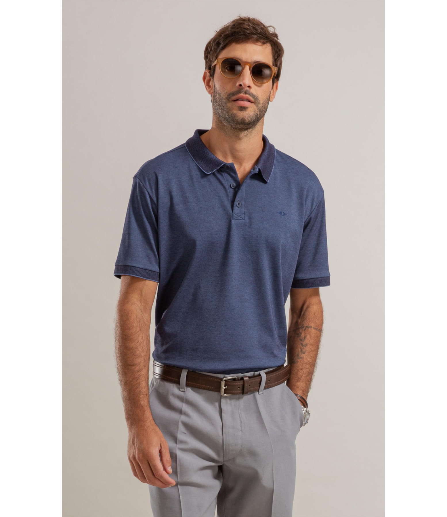 Polo Pima Interlock Mc Bf Azul Pervante