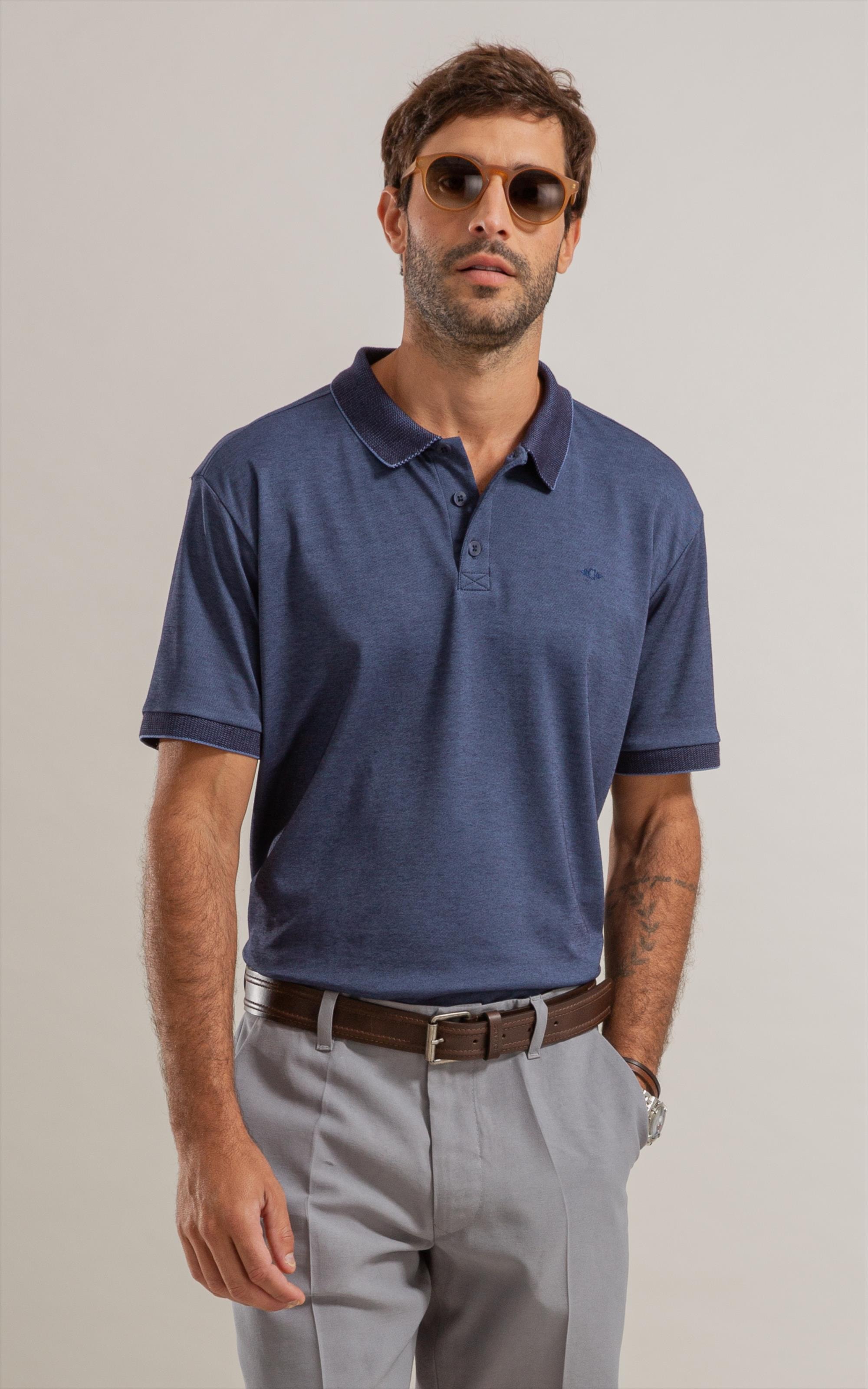 Polo Pima Interlock Mc Bf Azul Pervante