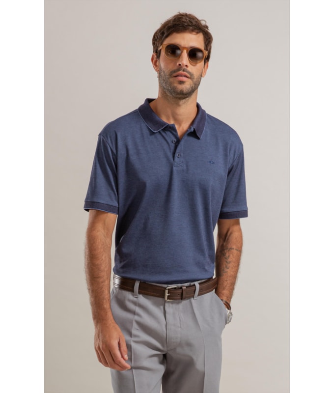 Polo Pima Interlock Mc Bf Azul Pervante