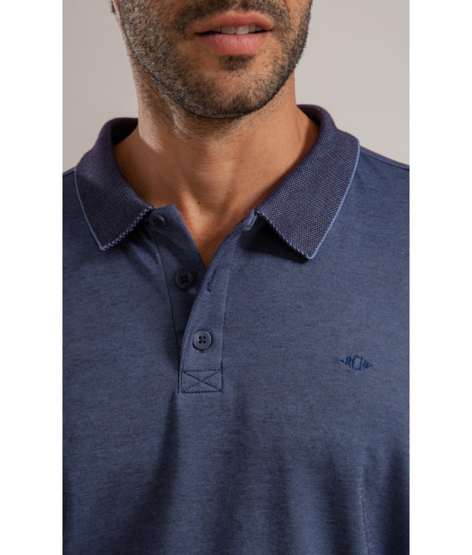 Polo Pima Interlock Mc Bf Azul Pervante