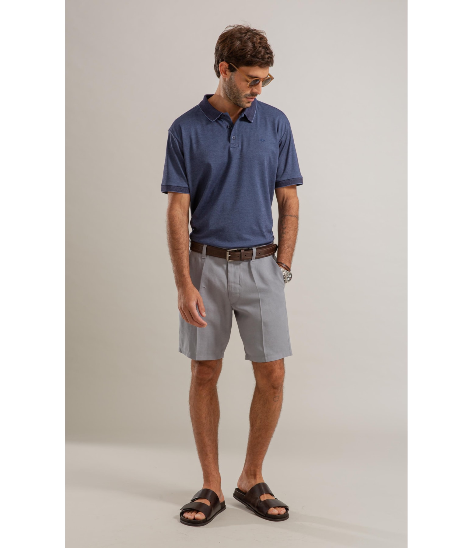 Polo Pima Interlock Mc Bf Azul Pervante