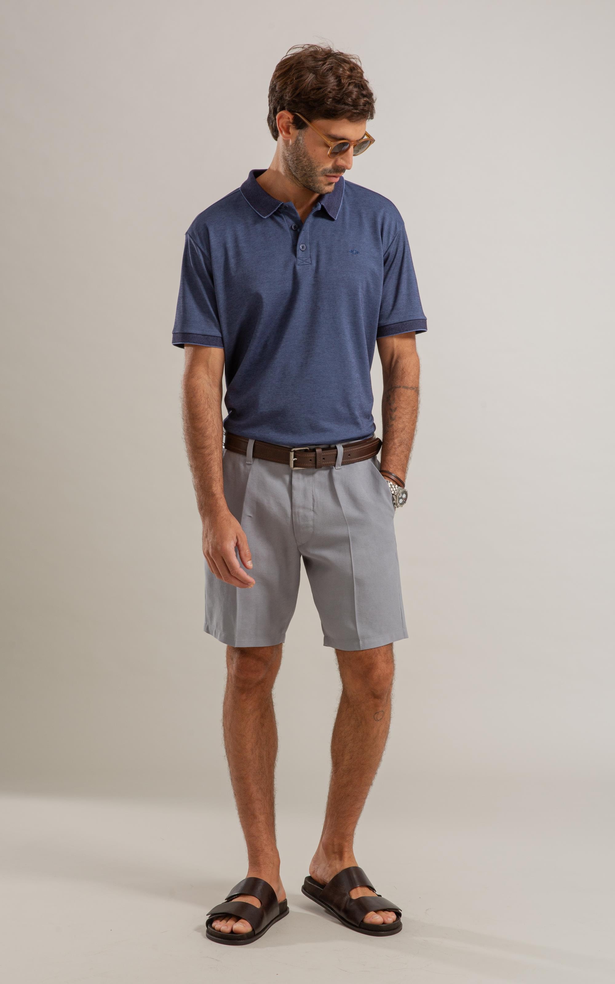 Polo Pima Interlock Mc Bf Azul Pervante