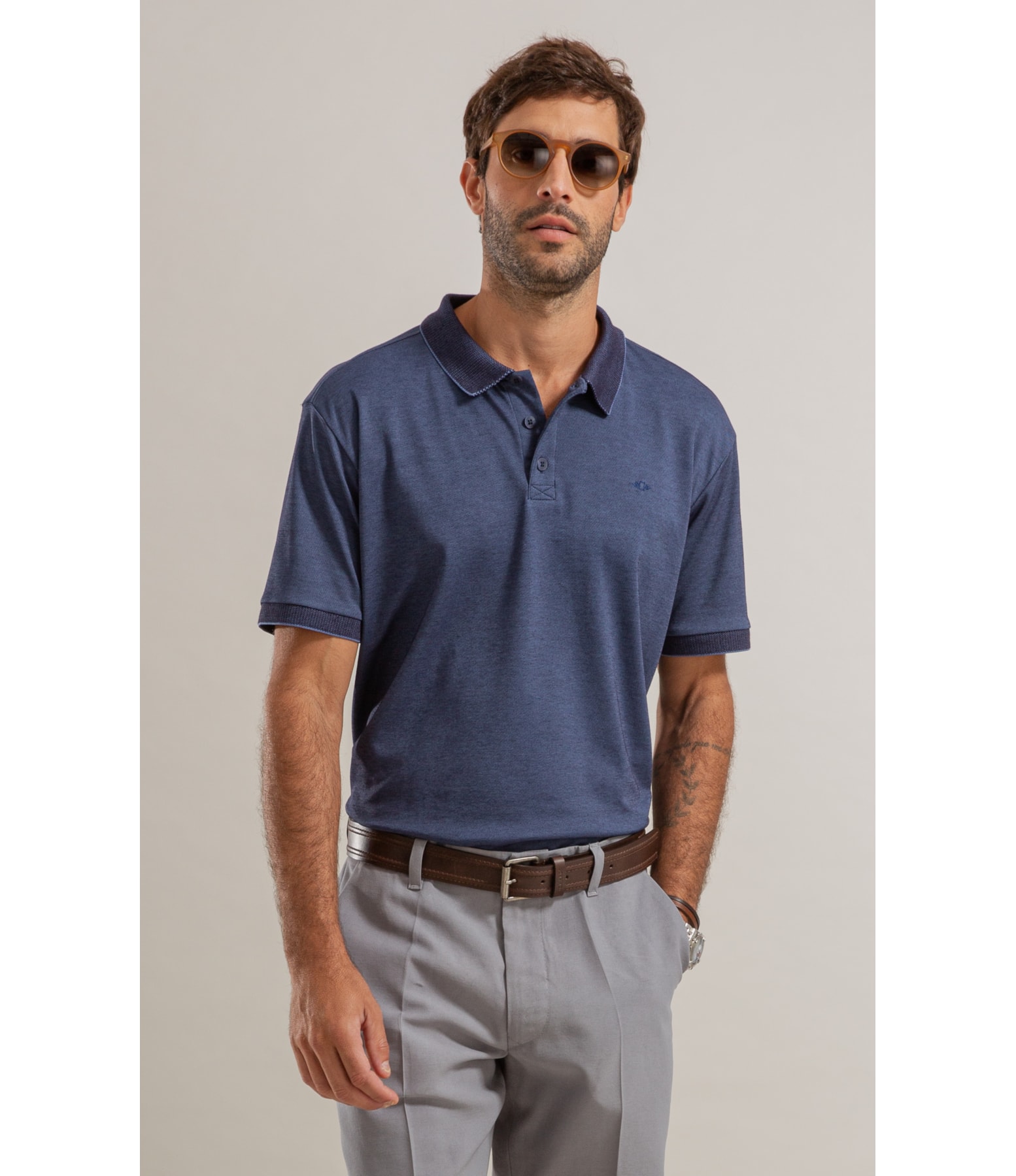 Polo Pima Interlock Mc Bf Azul Pervante