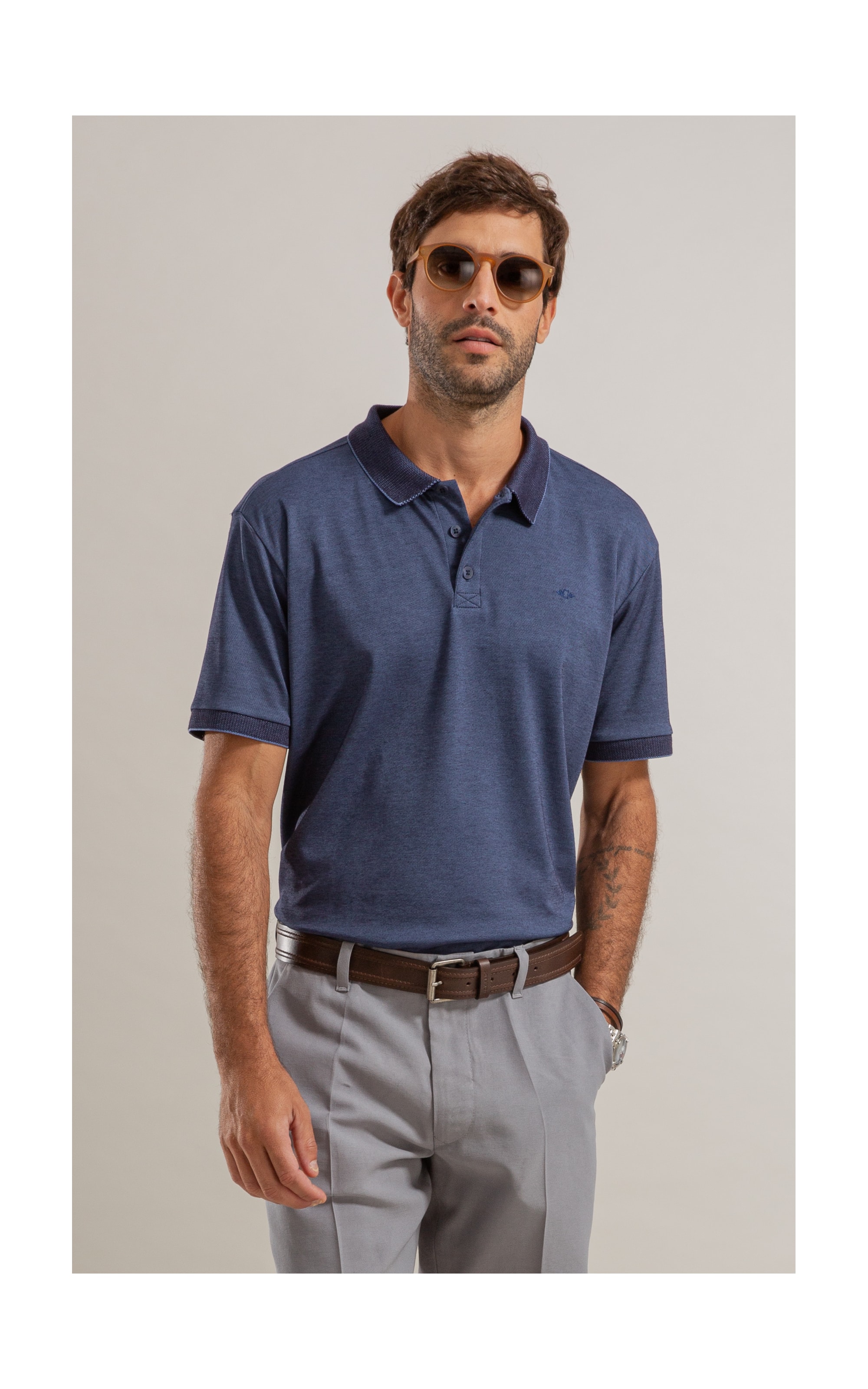 Polo Pima Interlock Mc Bf Azul Pervante