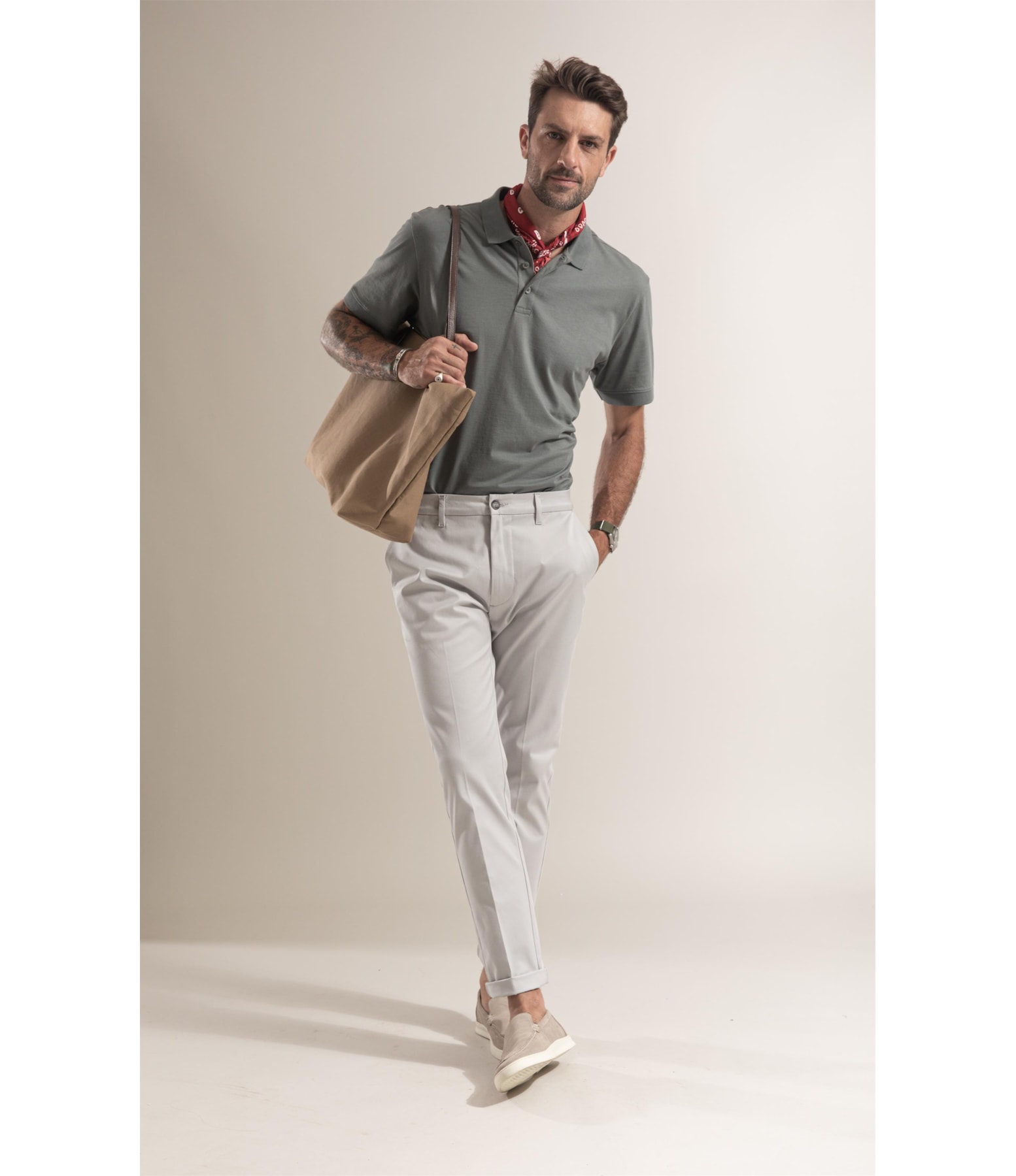 Polo  Pima  Punho New Classic Verde Army
