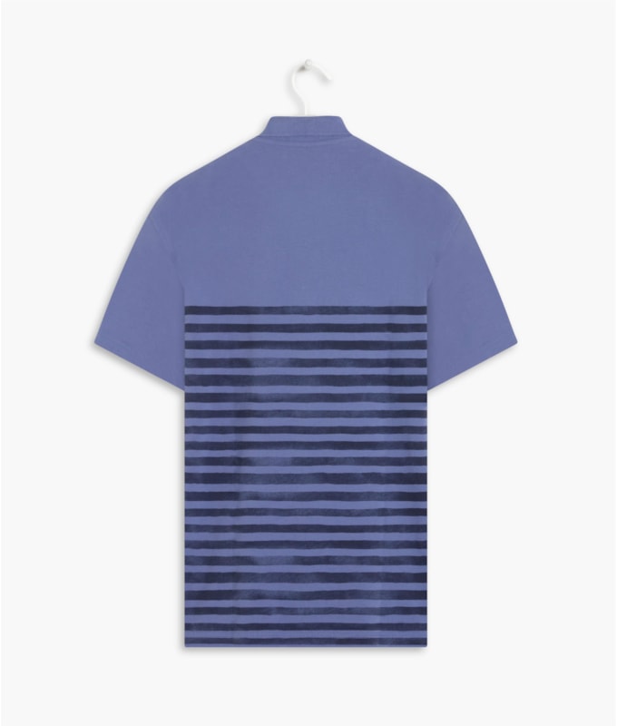 Polo Piquet 21 Listras Azul Jeans